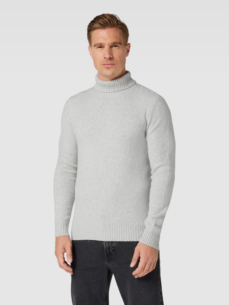 Rollkragenpullover in unifarbenem Design Modell 'Zino' in hellgrau
