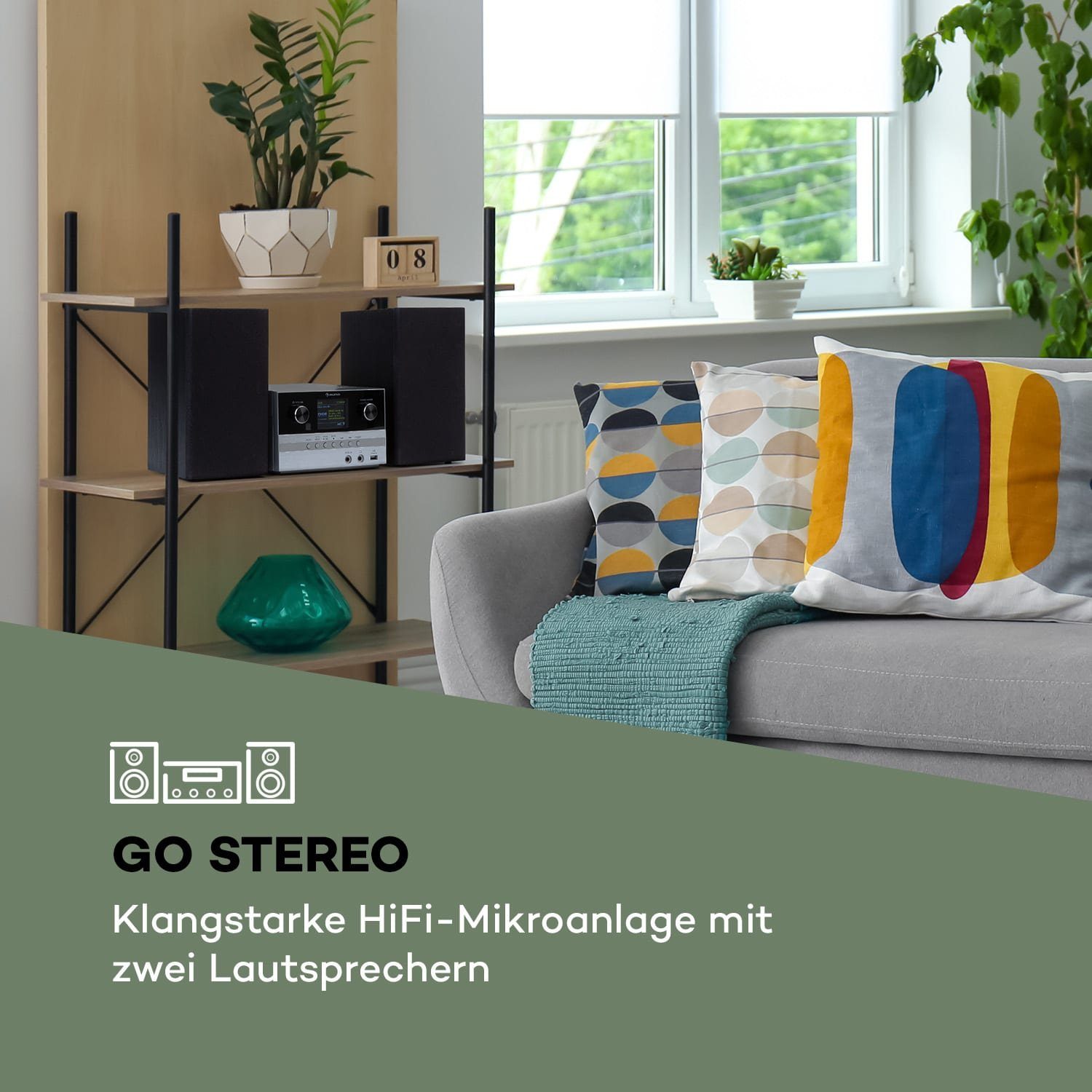 Auna Connect System S Stereoanlage (Internet/DAB+/FM Radio, 5 W, Internetradio Küchenradio Digitalradio mit Bluetooth Musikanlage)