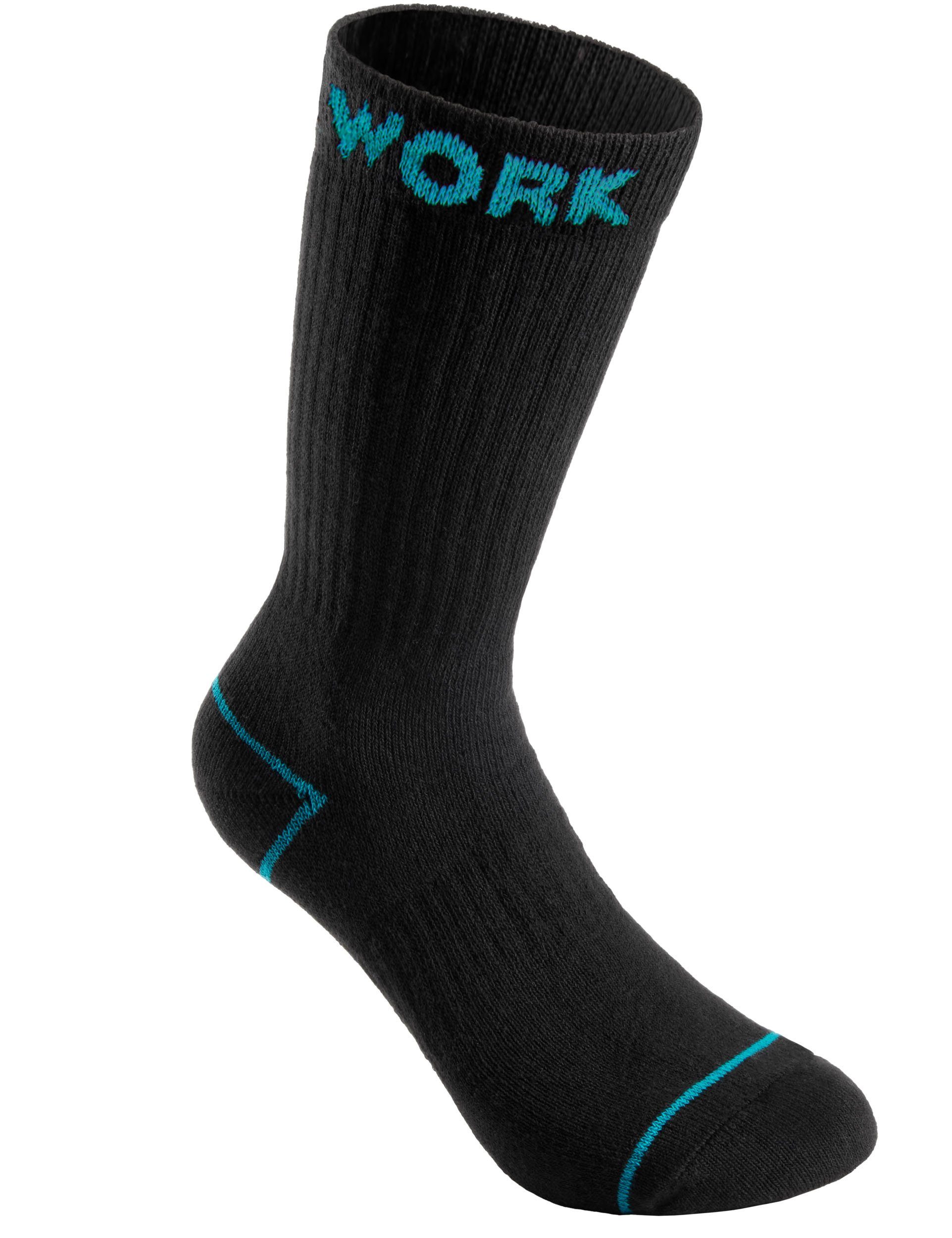 BRUBAKER Arbeitssocken für Herren - 10 oder 20 Paar Work Socken - Schwarz Türkis (Verstärkter Fersen und Zehenbereich, 10-Paar, Work Socks Arbeitssocken aus Baumwolle) Robuste Funktionssocken für optimalen Halt auf der Arbeit