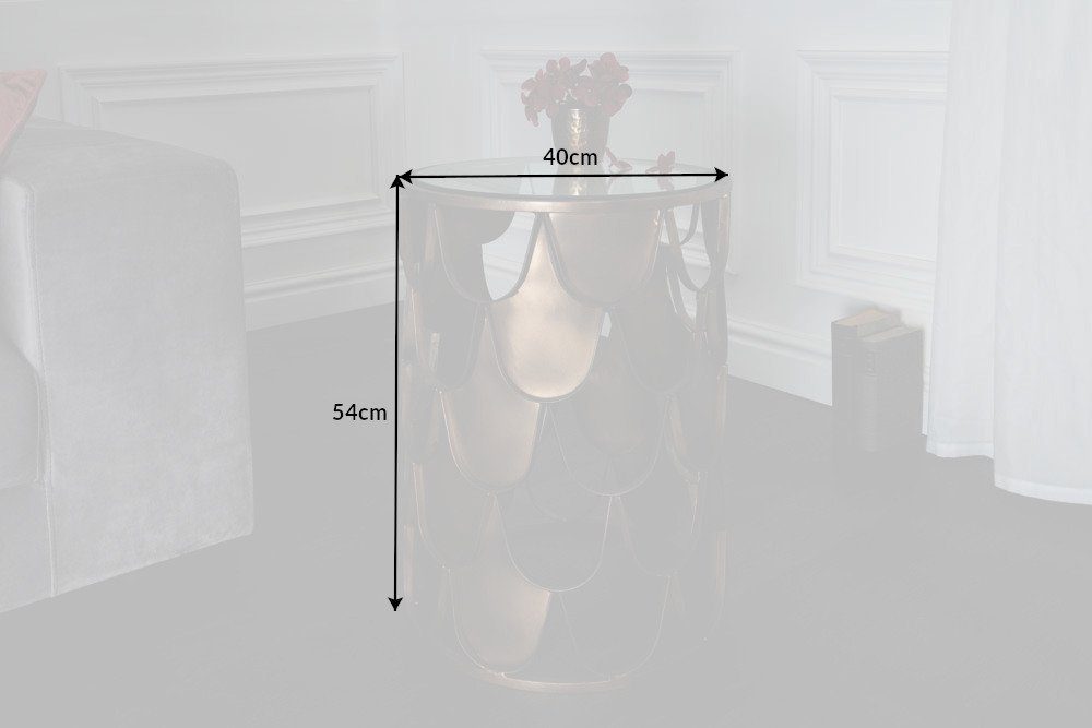 riess-ambiente Beistelltisch ABSTRACT 55cm antik Messing / transparent, Nachttisch · Metall · Glas · im Fischschuppen Design · Industrial