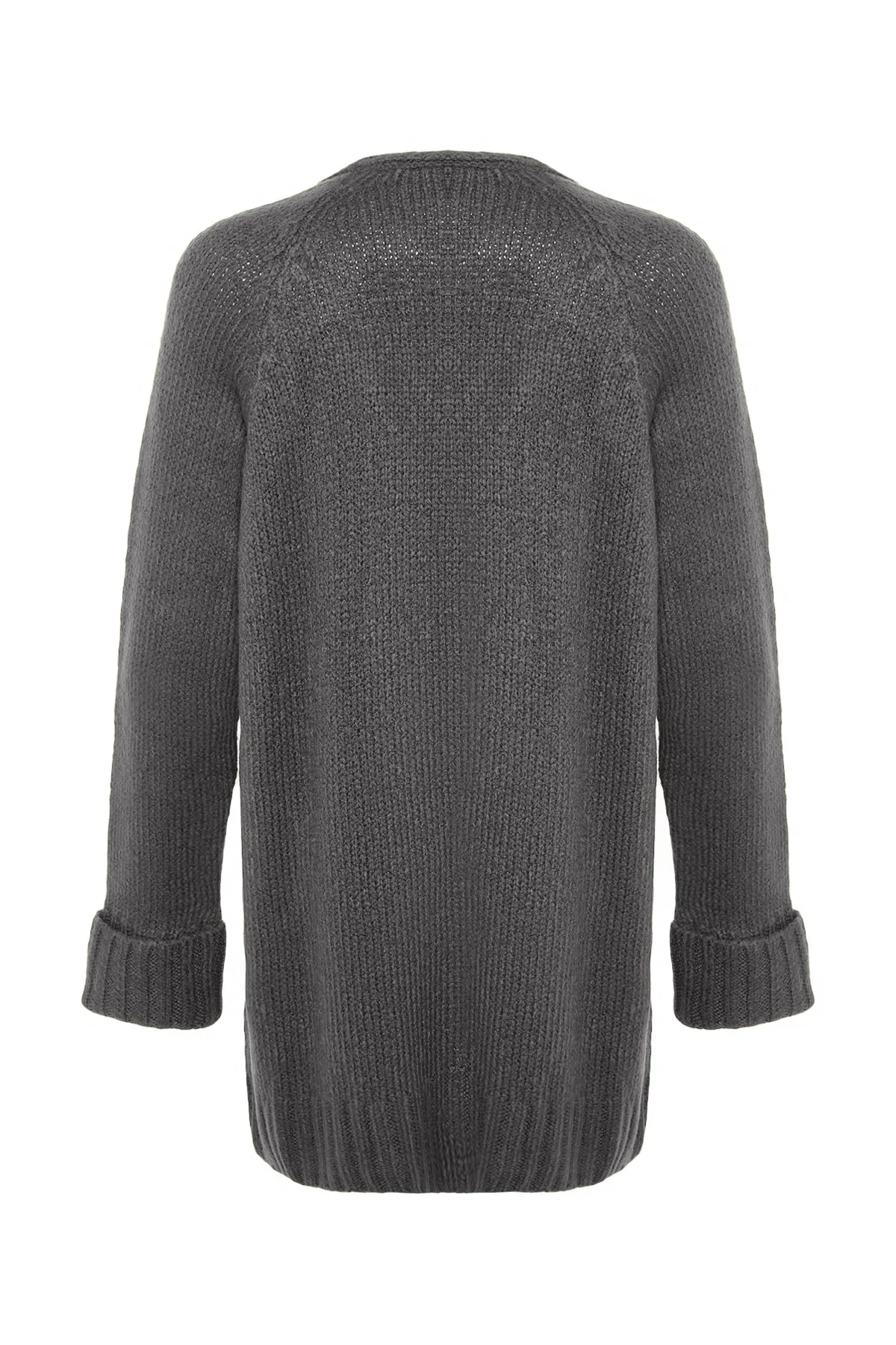 Trendyol Collection  Anthrazitfarbener, weicher, strukturierter Strickcardigan mit weiter Passform TWOAW21HI0555