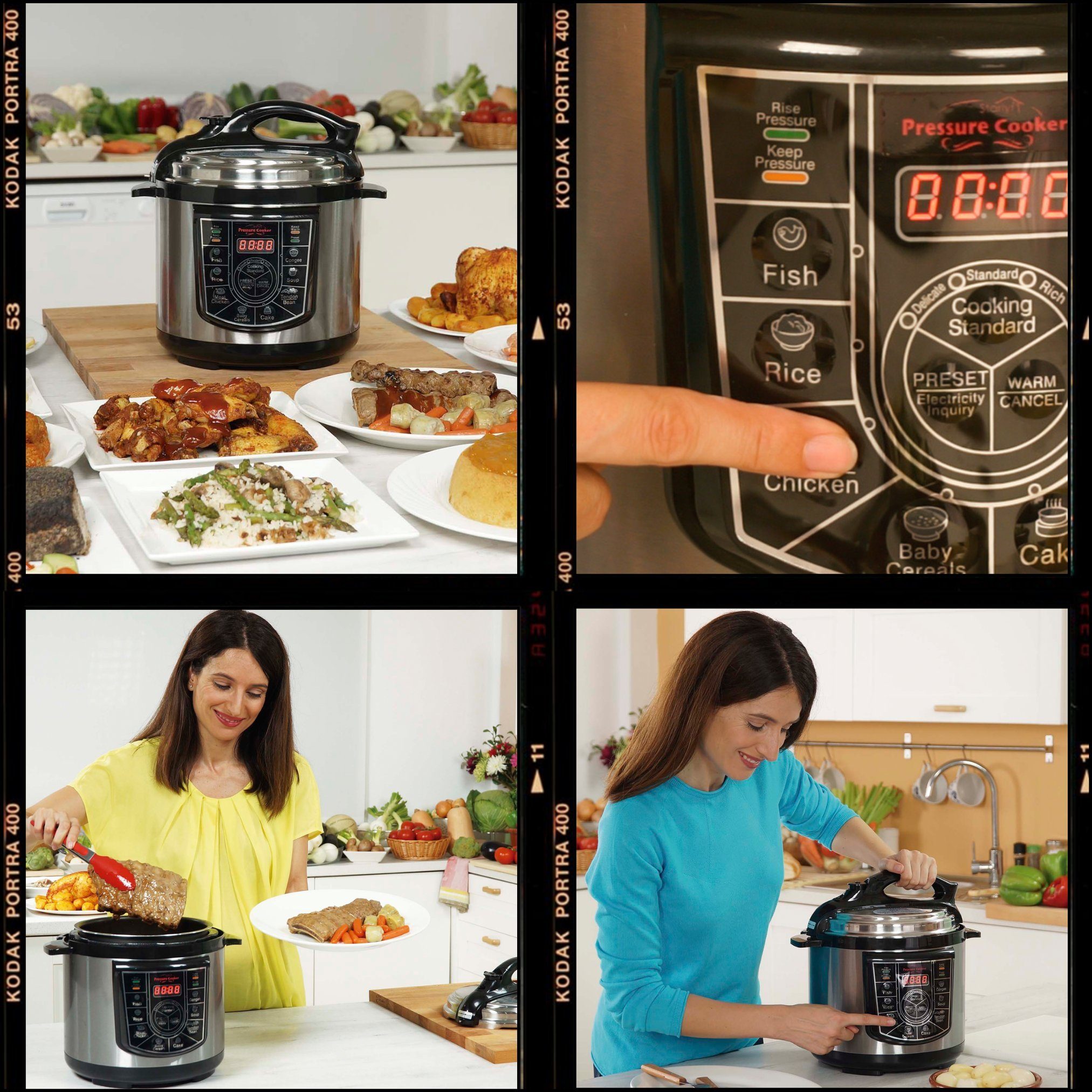 Starlyf Reiskocher Pressure Cooker, 800 W, Schnellkochtopf, Multikocher, 8 Programme, Antihaftbeschichtung