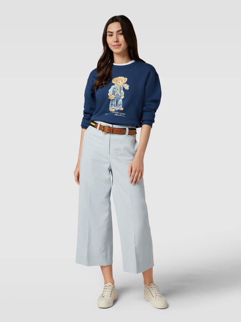 Sweatshirt aus Baumwoll-Mix mit Motiv-Print in marineblau