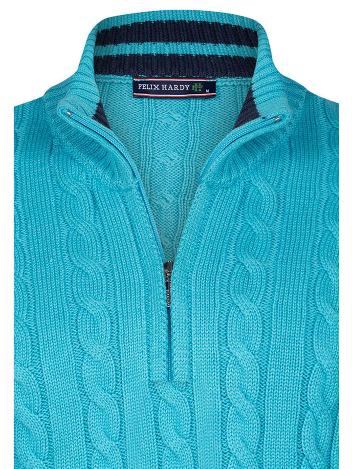 Felix Hardy Zopfmuster Halber Reißverschluss Pullover in Baby Blau günstig kaufen