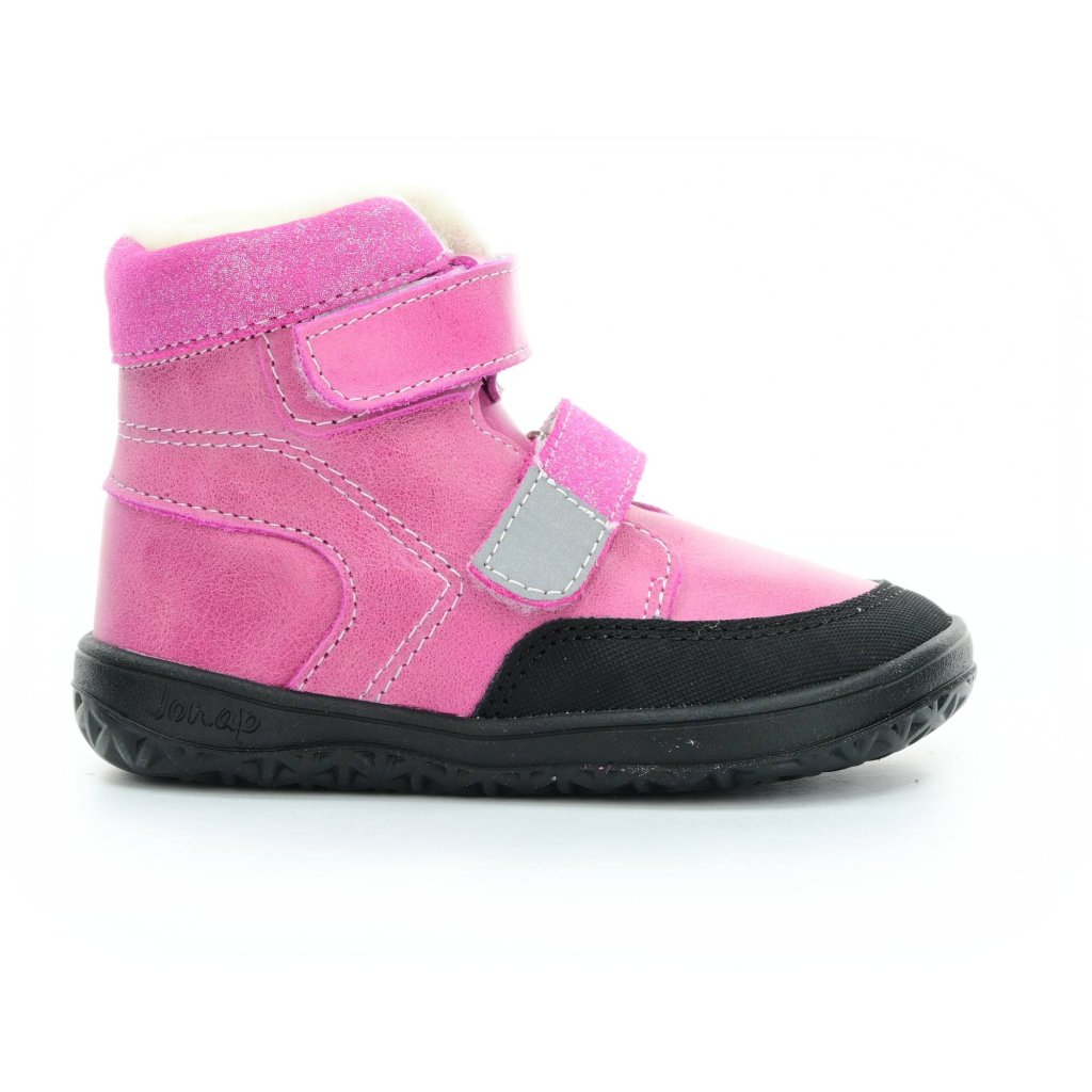 Jonap Falco Winter SLIM rosa mit Wolle gefütterte Barfuß-Stiefeletten