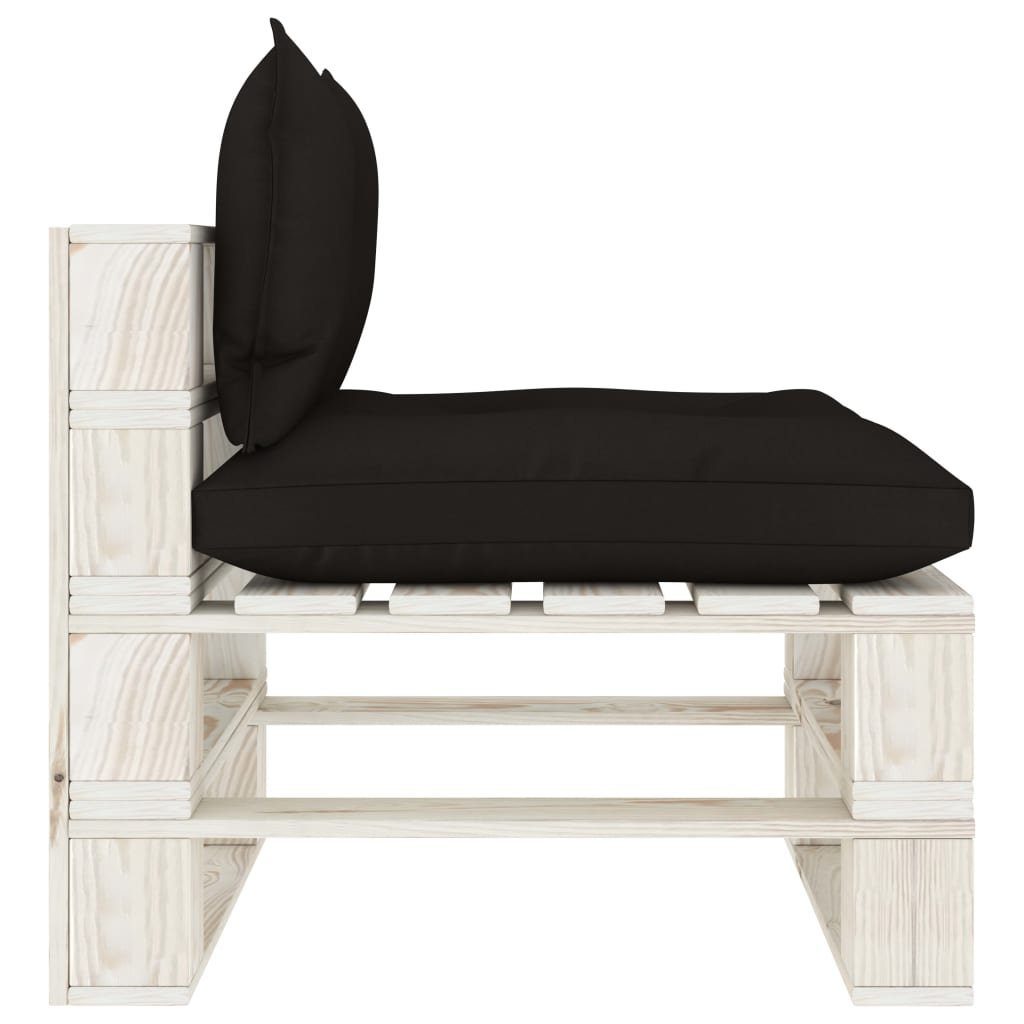 vidaXL Loungesofa Garten-Paletten-Mittelsofa mit Kissen in Schwarz Holz, 1 Teile