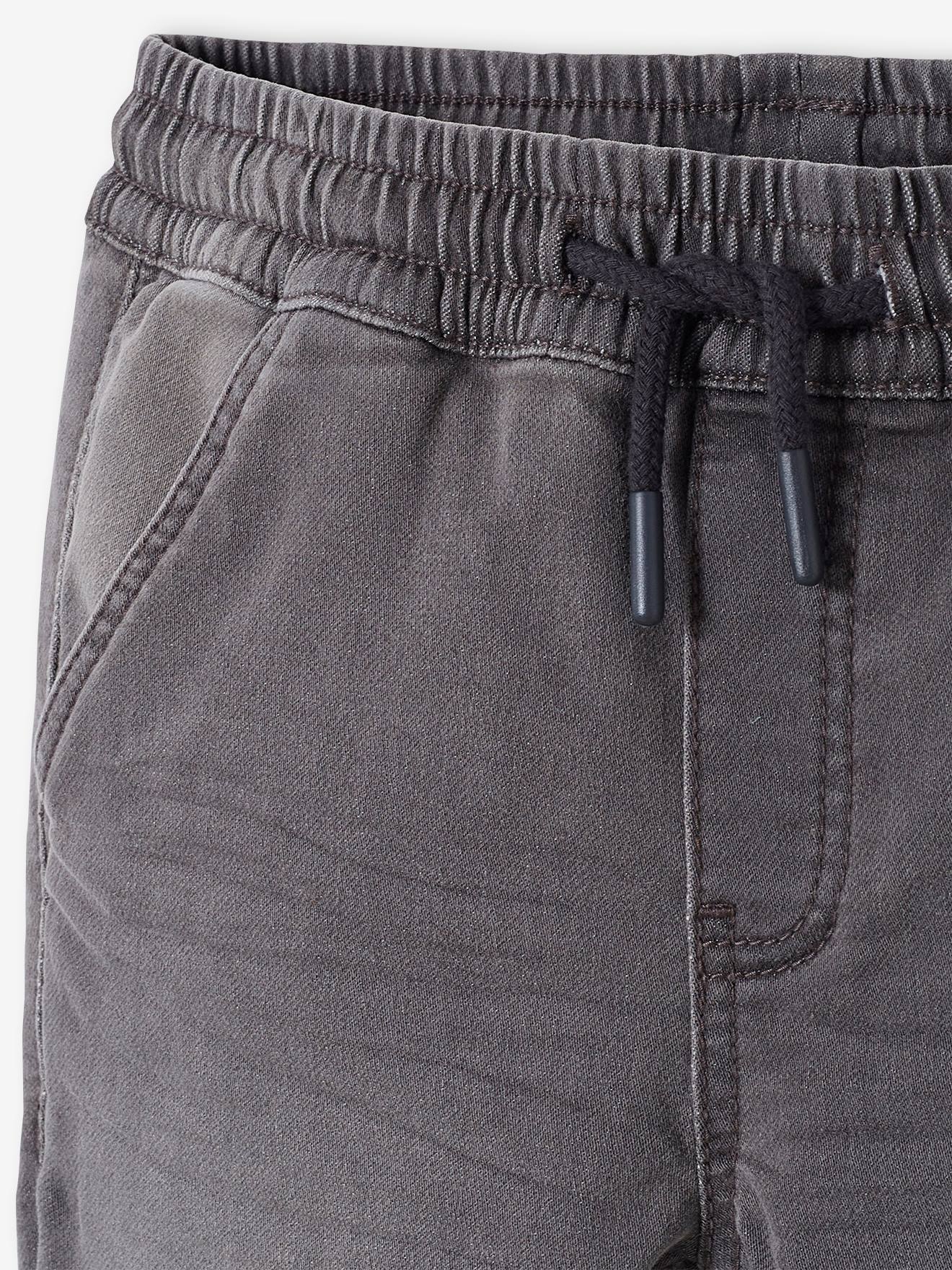Pantalon jogger en molleton effet denim facile à enfiler garçon stone