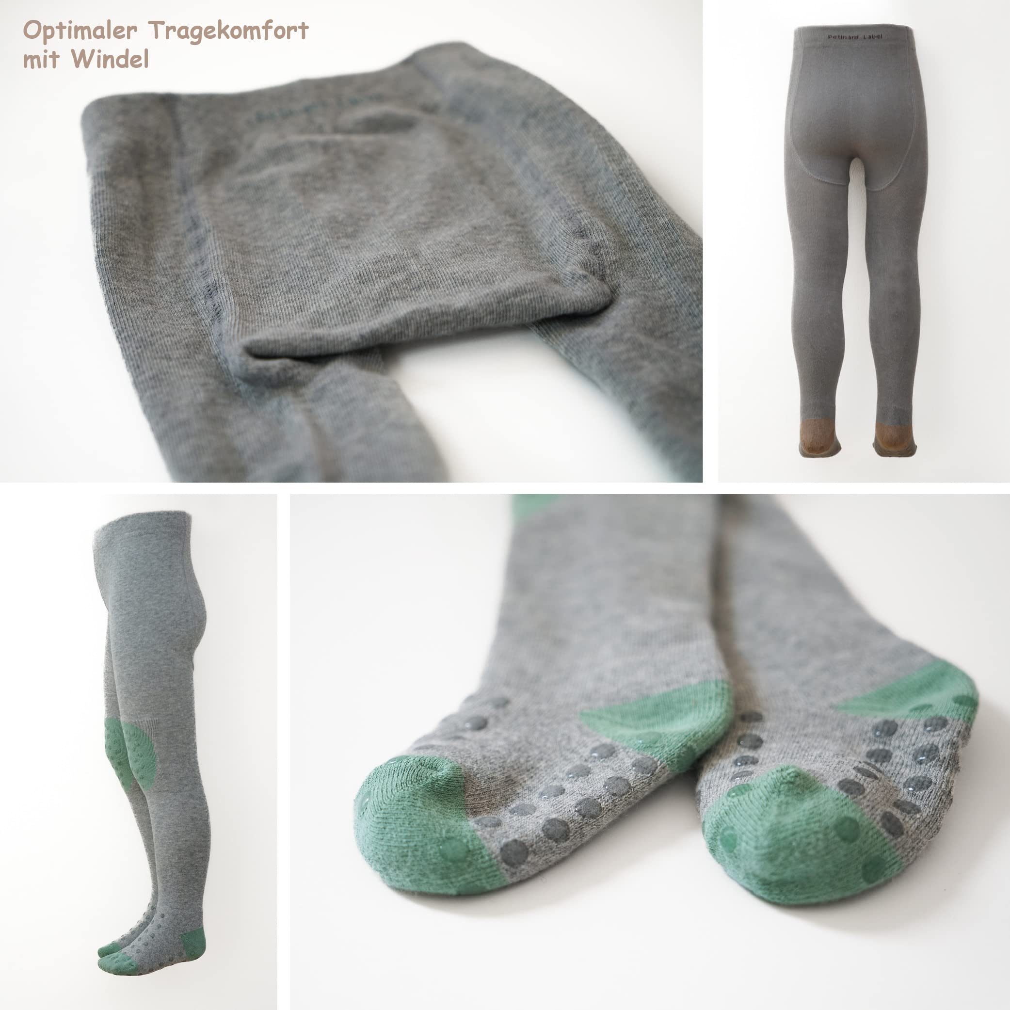 Petinard Label Strumpfhose Winter-Herbst geeignete Krabbelstrumpfhose mit Anti-Rutsch Noppen (2-er Set)