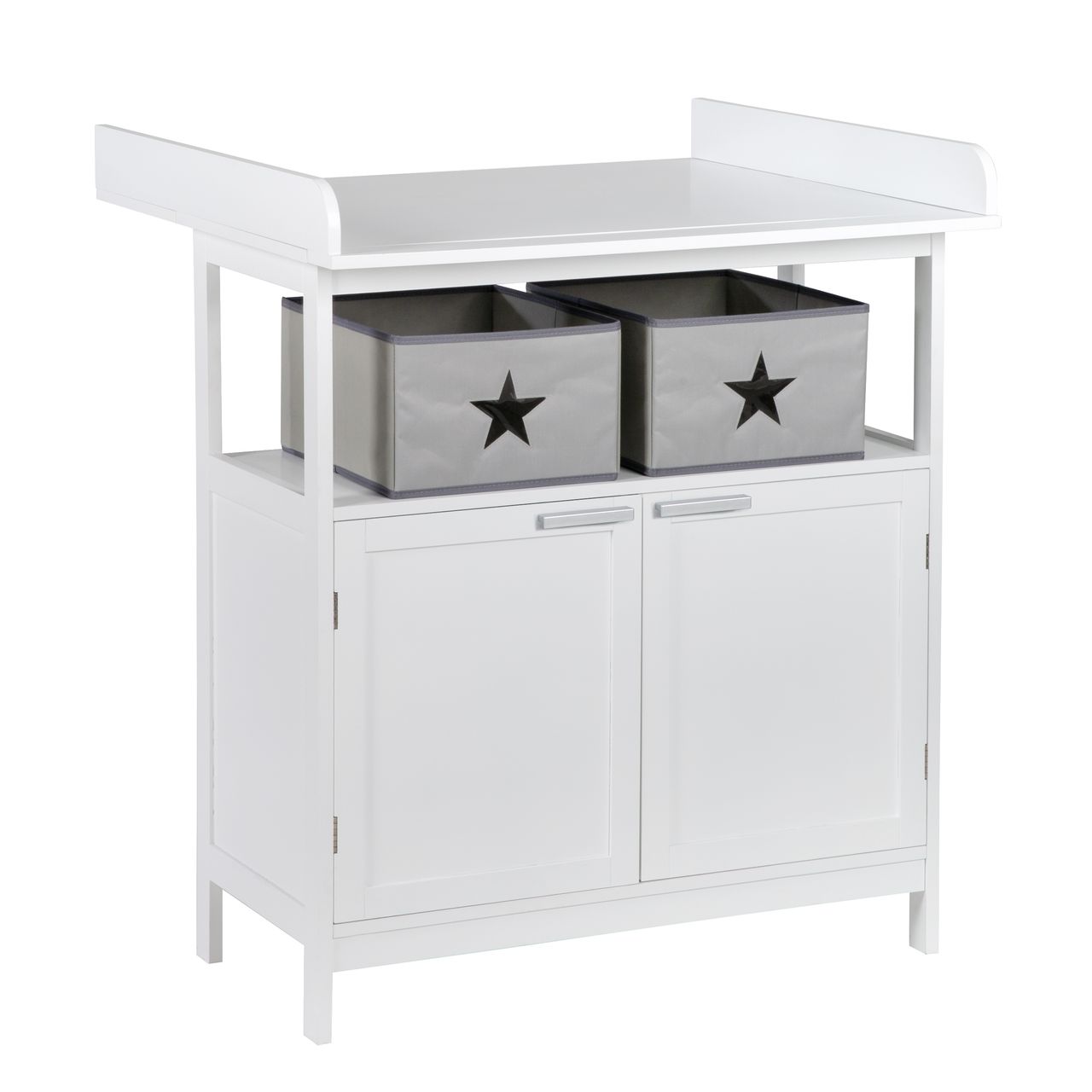 Roba Wickelkommode 'Hamburg' mit Wickelansatz, 2 Türen, 2 Boxen & Wandbefestigung, Wickelhöhe 92 cm