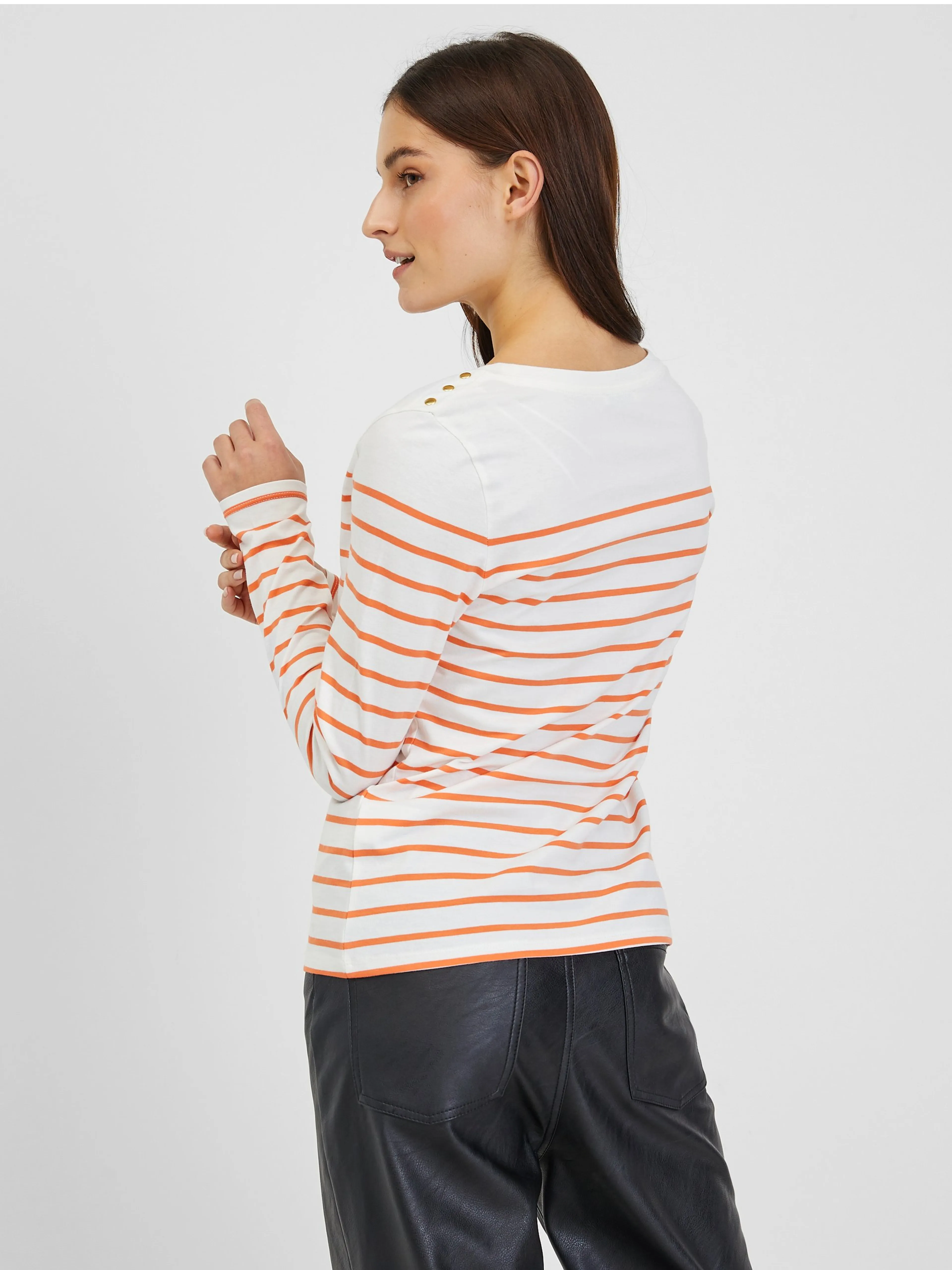 Orange-weiß gestreiftes Damen-T-Shirt ORSAY