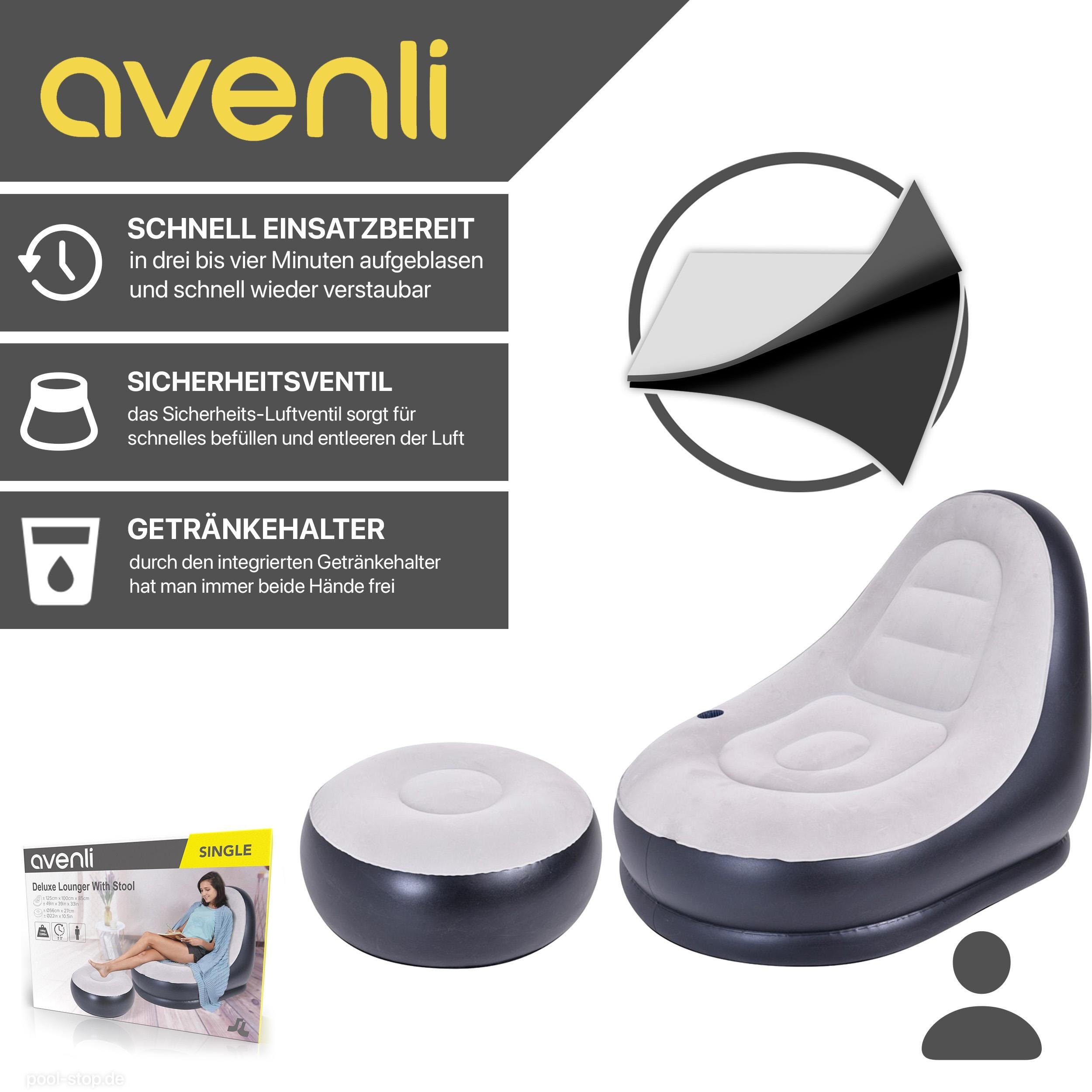Avenli Luftsessel Aufblasbarer Sessel, (Aufblasbarer Lounge Sessel mit Hocker), Luftsitz für Kinder und Erwachsene