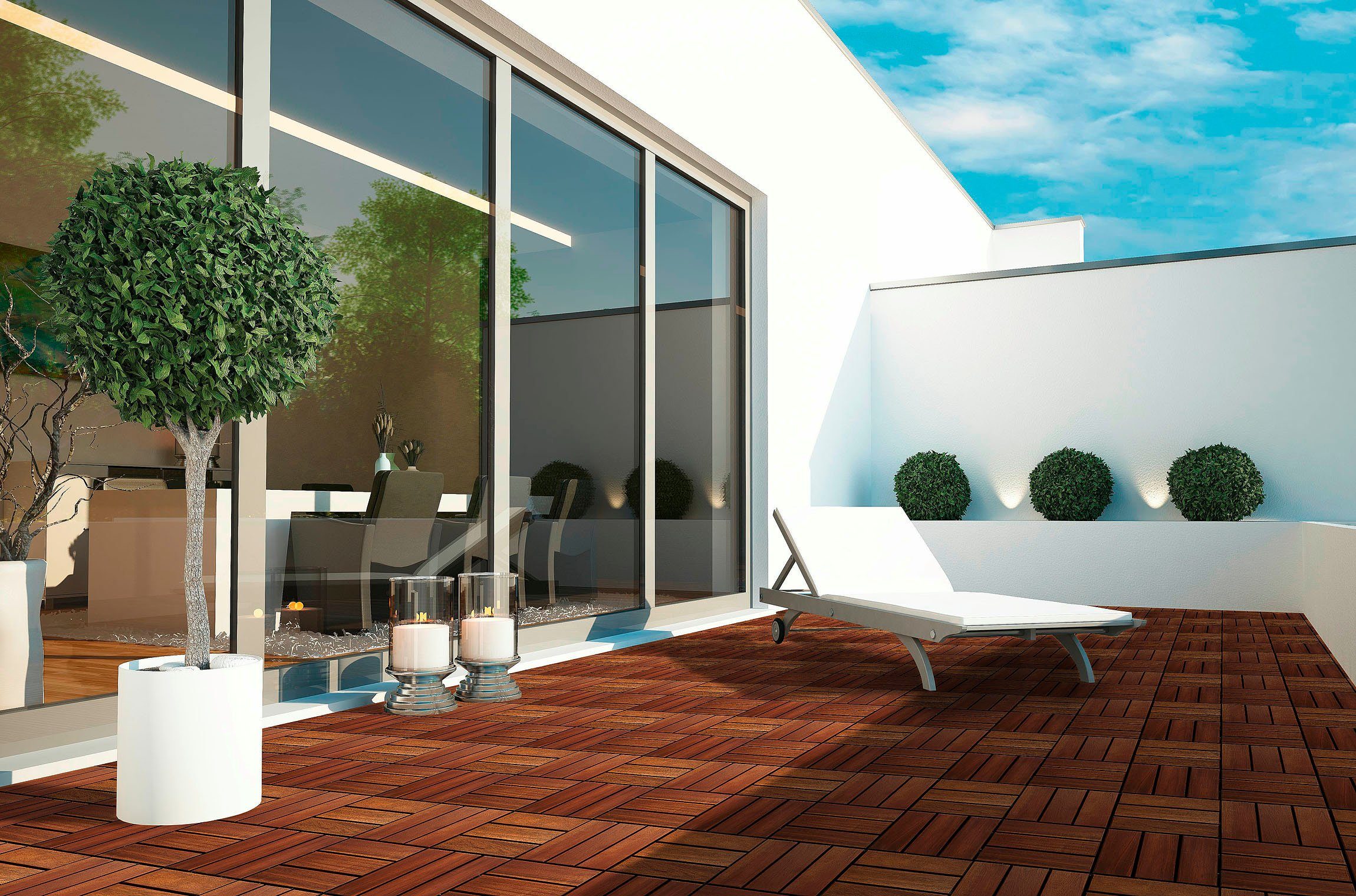 Gartenfreude Holzfliesen, Set, 10 St., 0,9 m², Akazienholz, wetterfest, mit Klickfunktion