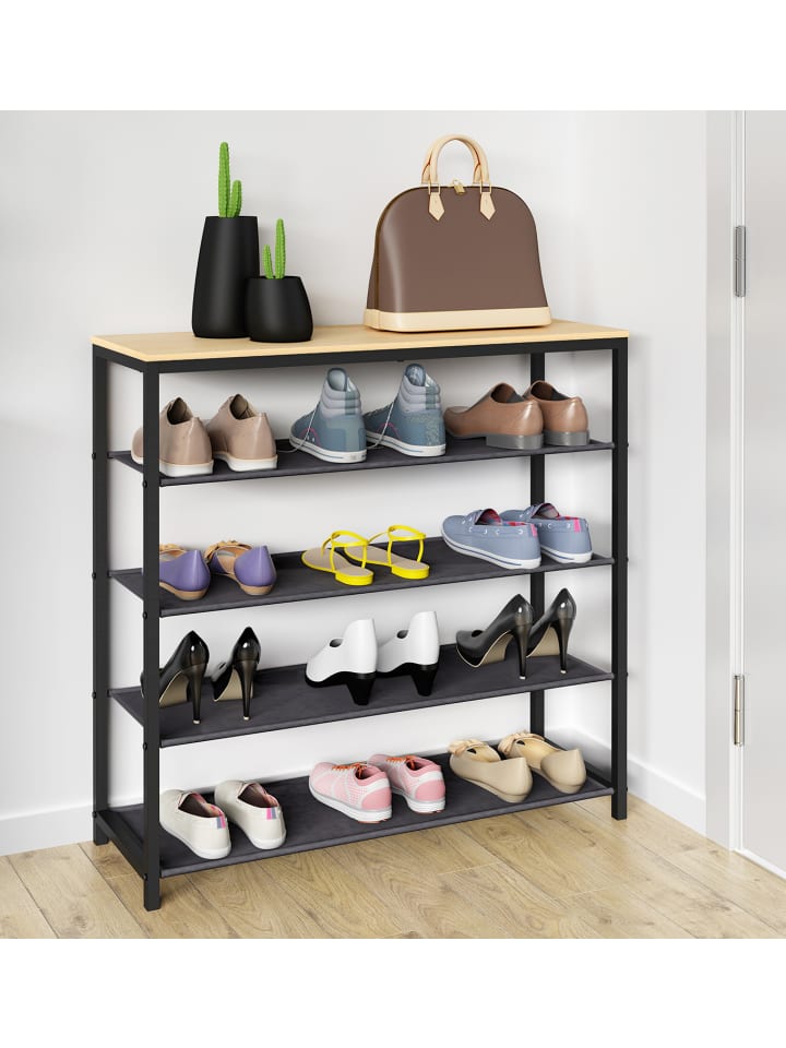 VCM  Metall Holz Schuhregal Schuhablage 4 Fächer Taliro in Honig-Eiche günstig kaufen onesize