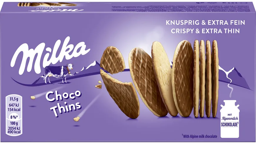 Milka Kekse Choco Thins knusprig & extra fein 151 g