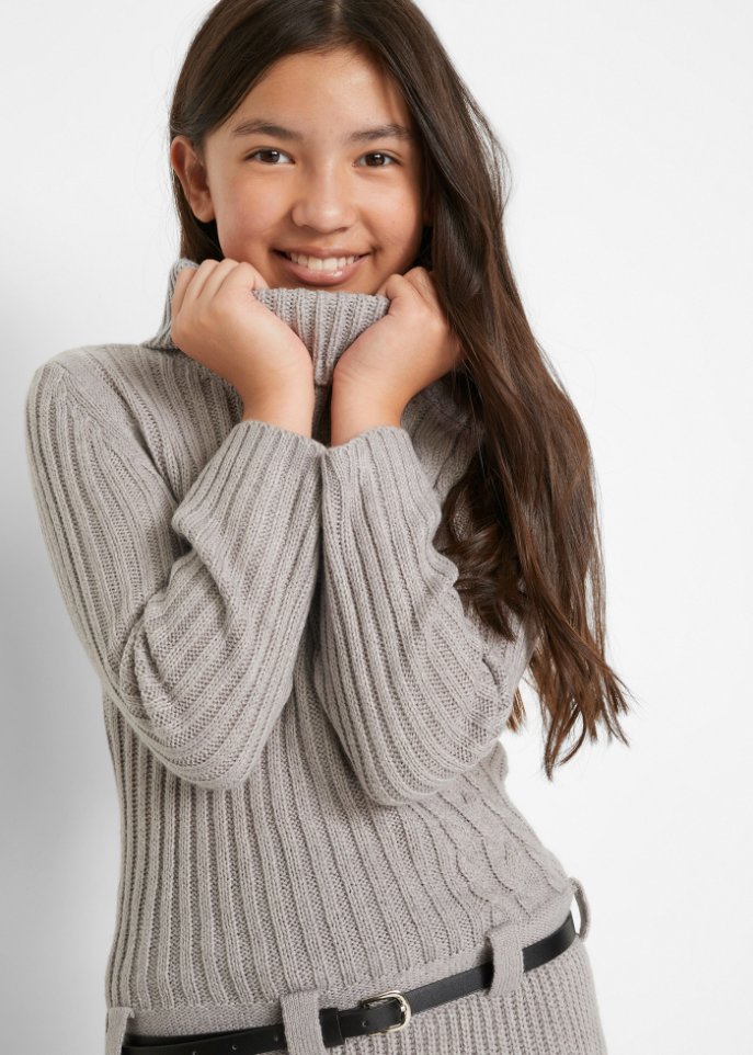 Mädchen Strickkleid mit Gürtel (2-tlg. Set)