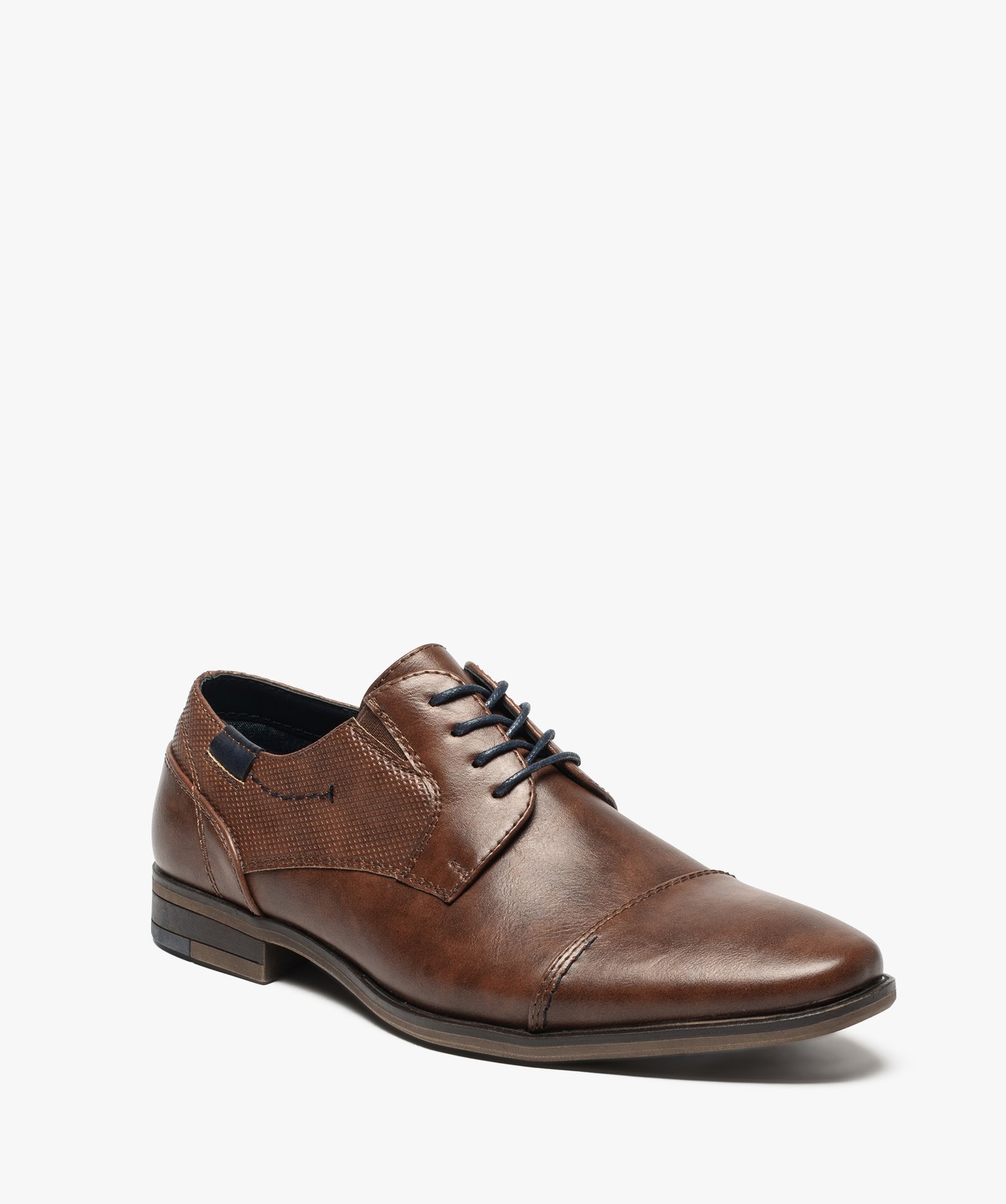Derbies homme unis à bout droit et surpiqres camel | GEMO