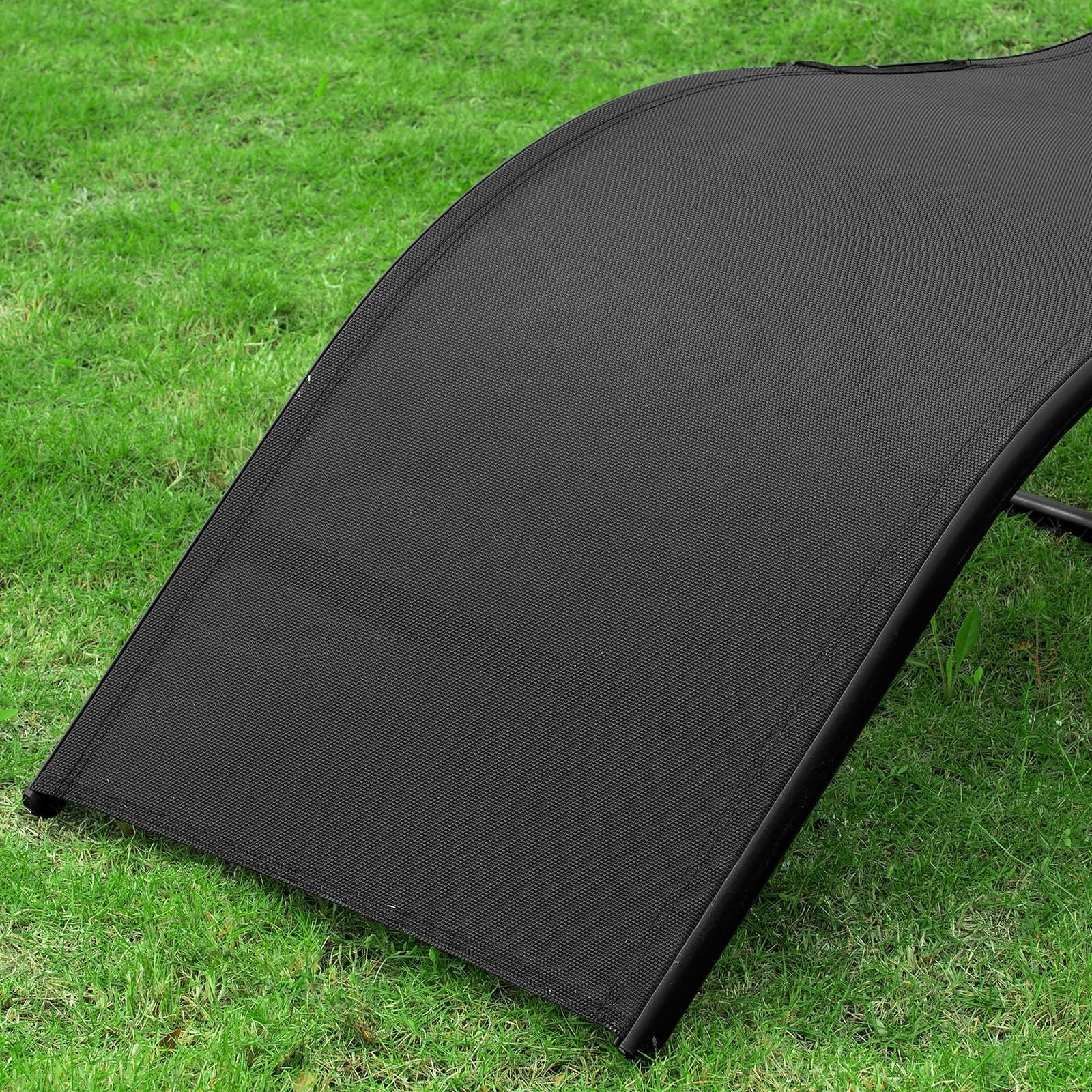 SoBuy Gartenliege OGS45 Sonnenliege klappbar Relaxstuhl Liegestuhl mit Kopfkissen Klappliege Schwarz Belastbarkeit 150 kg