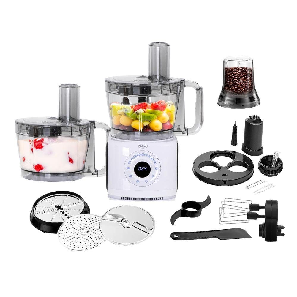 Adler Küchenmaschine AD 4224, 2000W, 3,5L, 12in1 Multifunktionales Küchengerät mit LCD-Anzeige