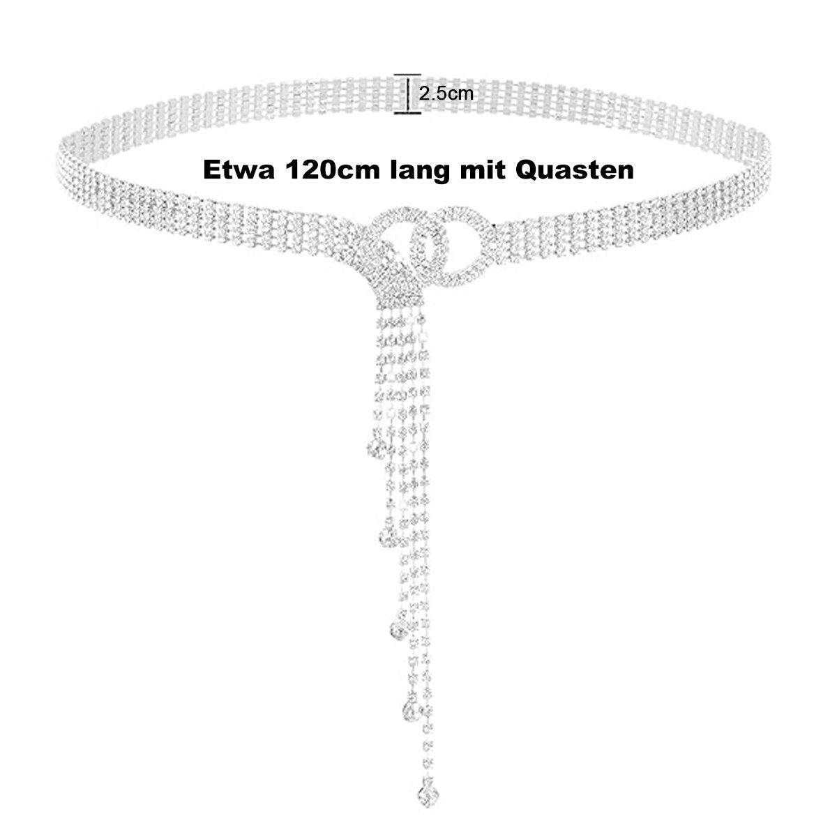 Houhence Kettengürtel Frauen Strass Gürtel für Kleid Diamantkette Gürtel Kristall glänzend