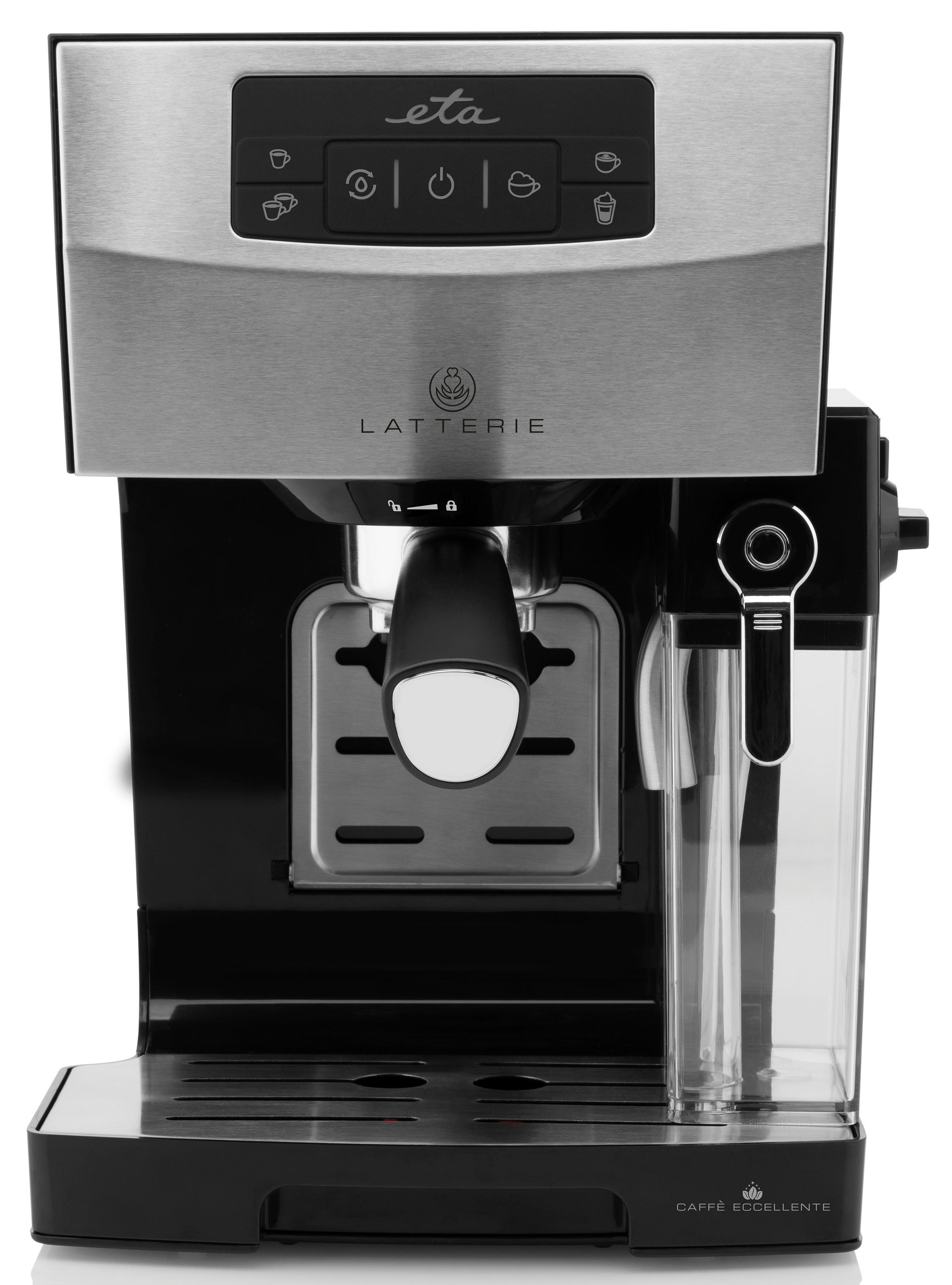 eta Siebträgermaschine Latterie ETA418090000, 15 Bar, Milchschaumdüse und 1,4l Wassertank