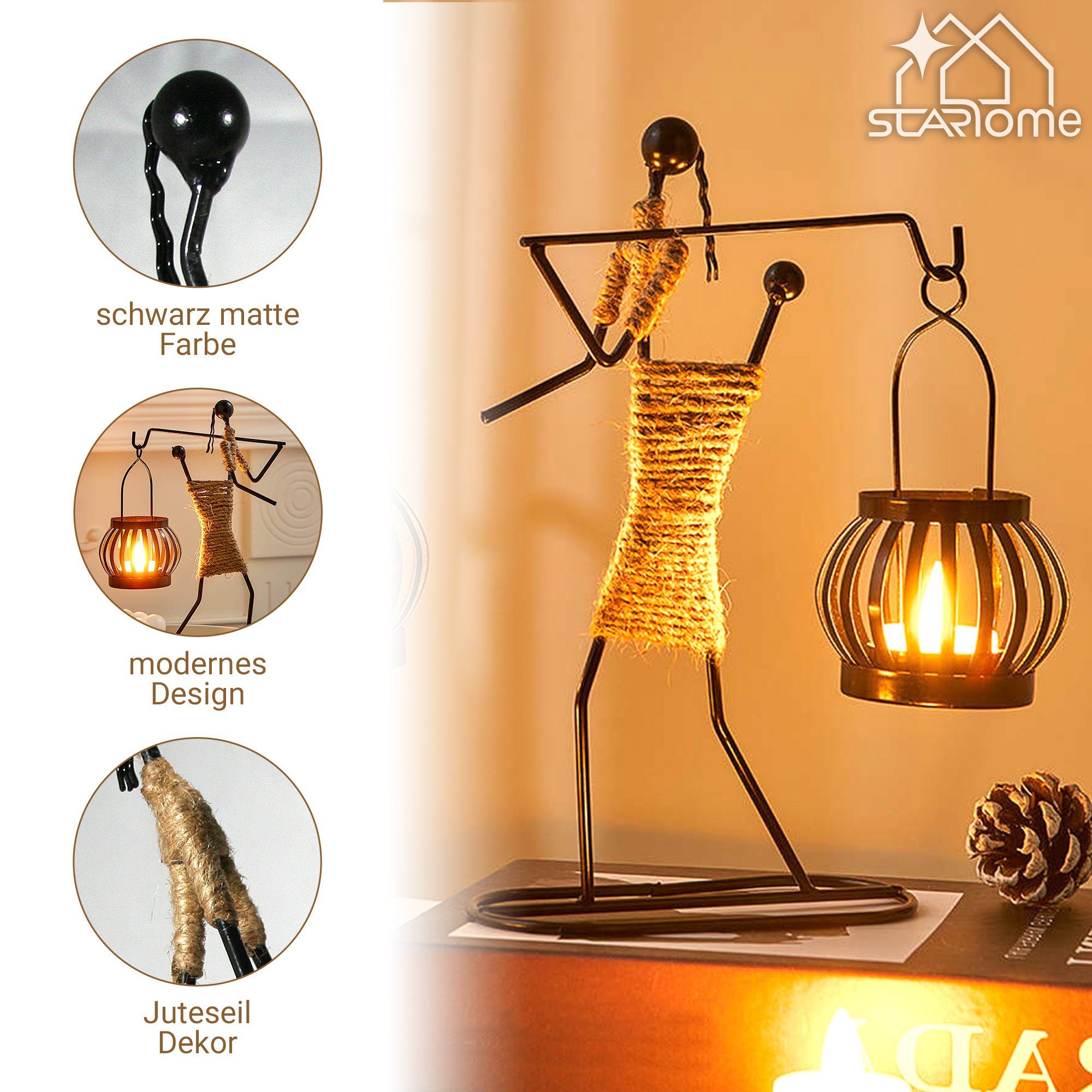 Starhome Teelichthalter Teelichthalter 3er Deko Set .Tischdeko für Esstisch, Wohnzimmer, Küche (3 St., 3er Set mit jeweils einer Figur wie abgebildet)