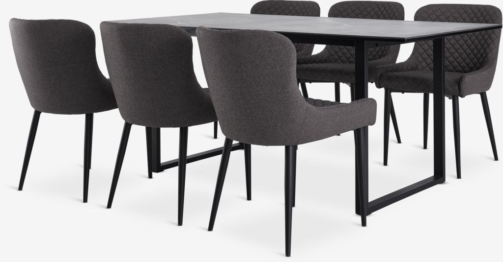 MOSELUND PEBRINGE MOSELUND L180 stół ceramiczny 4 krzesła PEBRINGE szary/szary