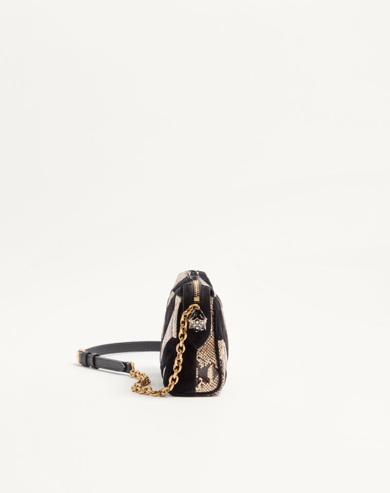 Valentino Garavani Panthea Lille Chevron Python og Ruskinds Skuldertaske
