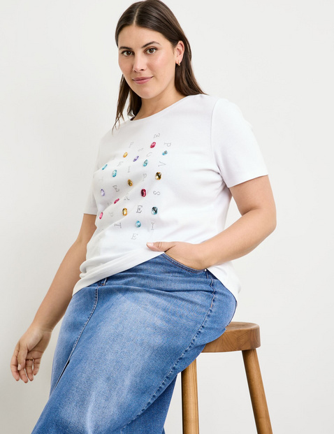 Baumwoll T-Shirt mit Glitzersteinen