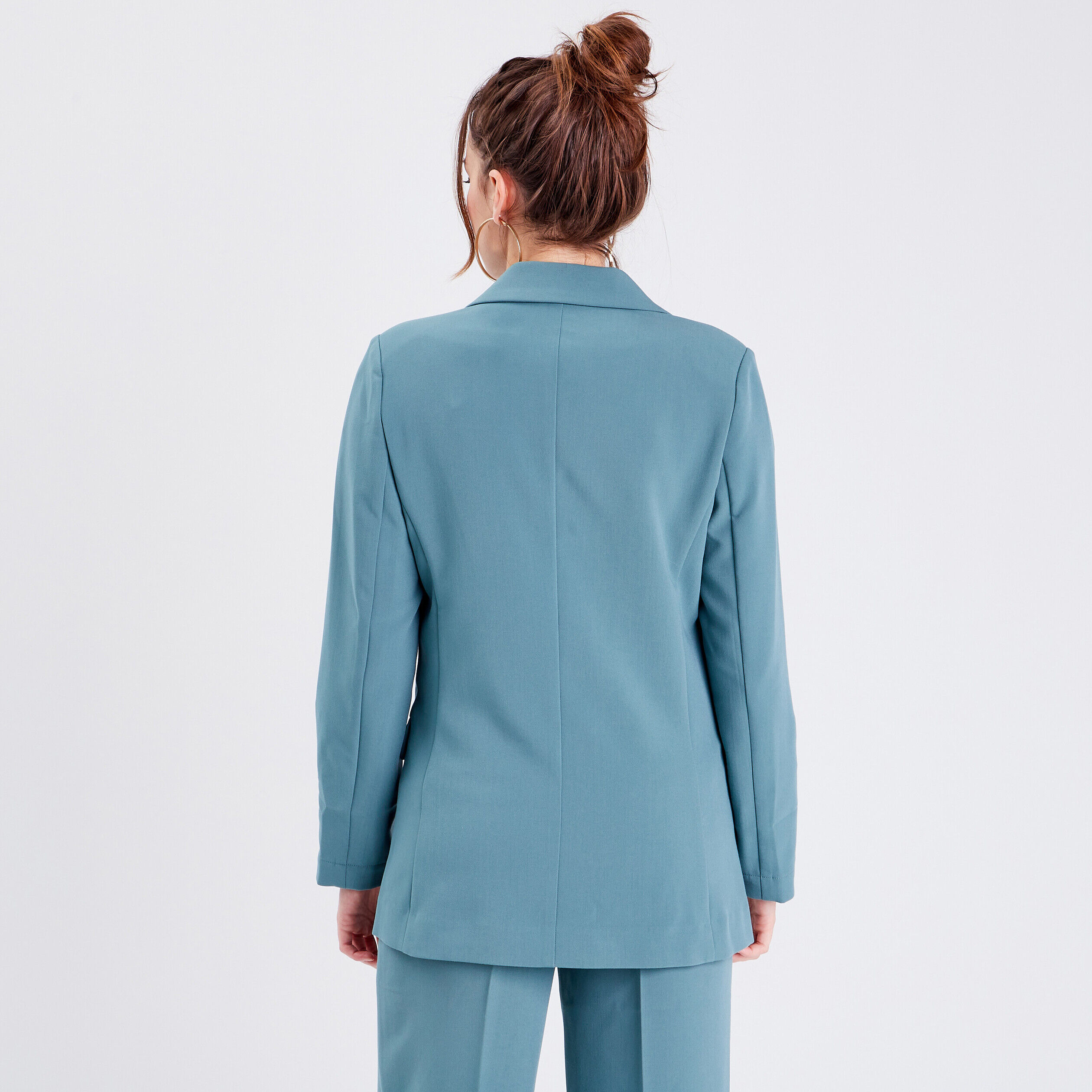 Veste blazer droite fluide vert foncé femme | Cache Cache