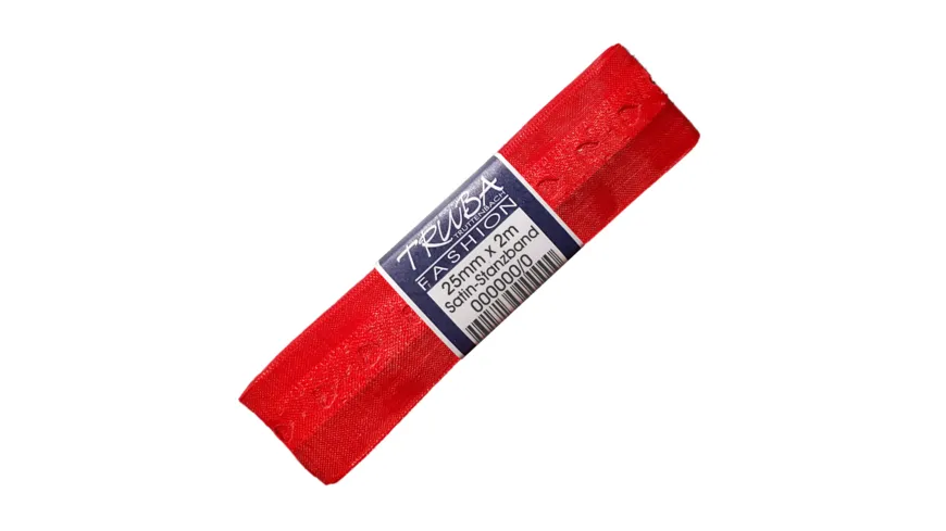 TRUBA Satin-Chiffonband Herzen rot 2 m