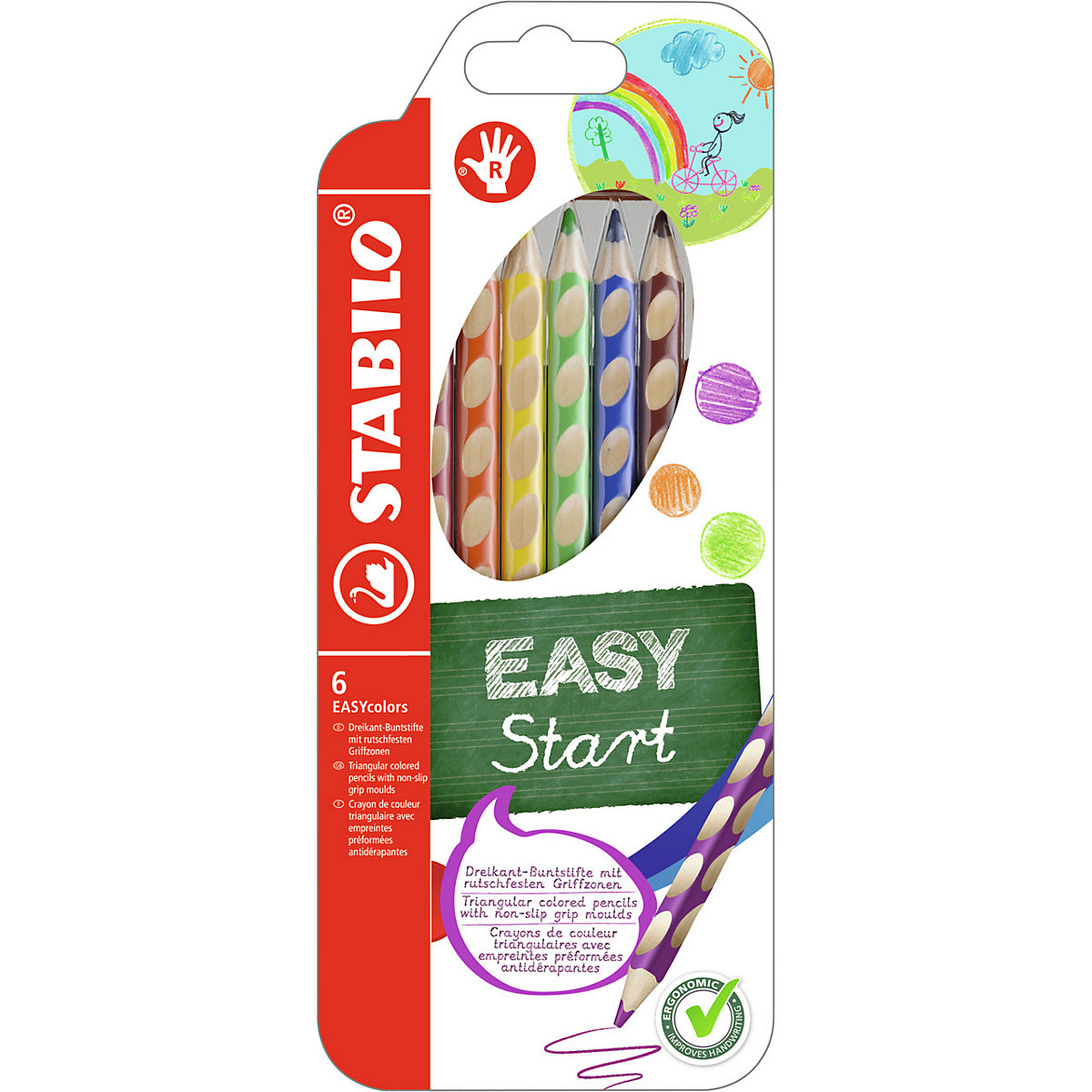 Buntstifte EASYcolors Rechtshänder, 6 Farben