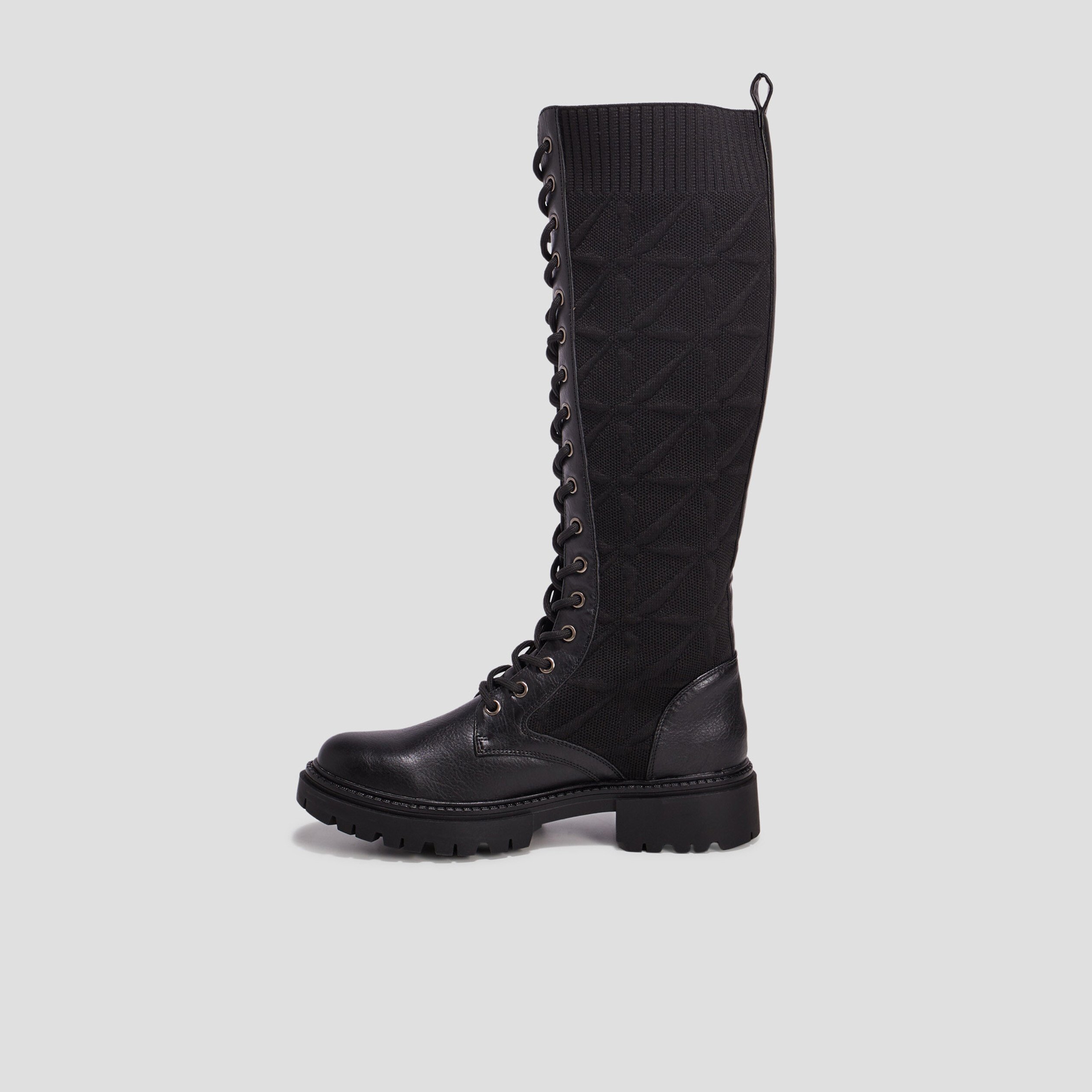 Bottes bi-matière à lacets noir femme | La Halle