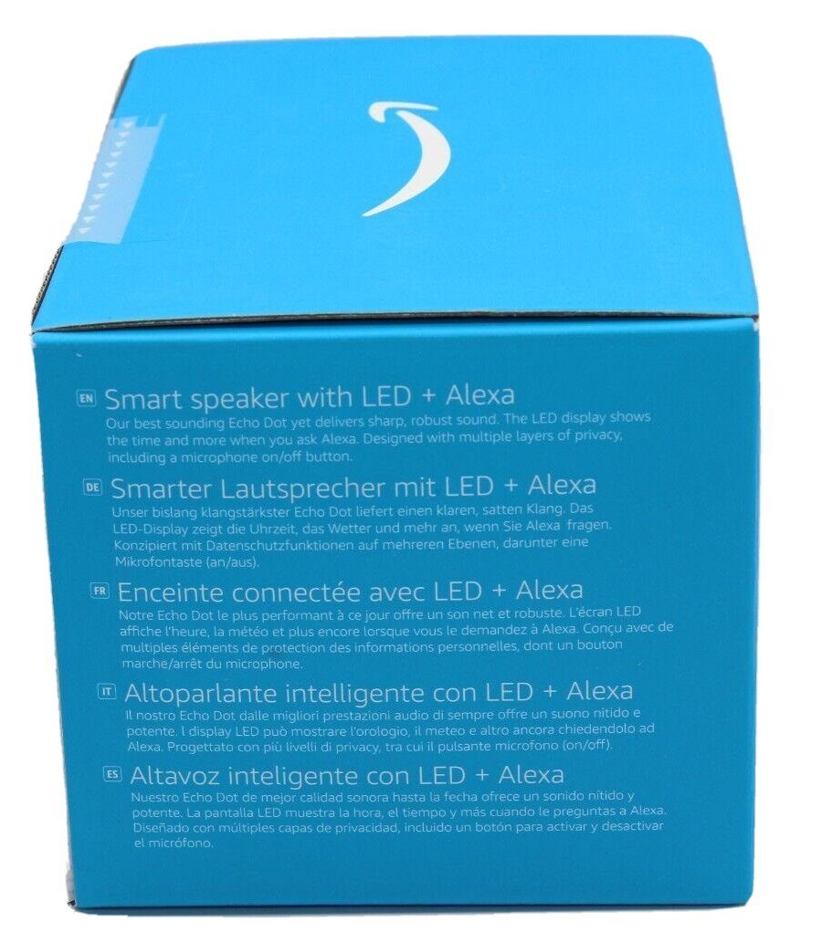 Amazon Echo Dot mit Uhr 5. Generation 1.0 Smart Speaker (WLAN (WiFi), Integrierter Temperatursensor, Mikrofon-aus-Taste)