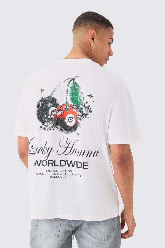 Oversize T-Shirt mit Lucky Homme Print