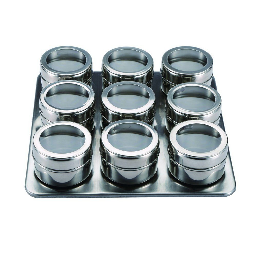 Bergner Gewürzbehälter Masterpro Gewürzdosen-Set magnetisch BGMP-6101, (10-tlg), Gewürzbehälter, Edelstahl, Vorratsbehälter für Gewürze, magnetisch