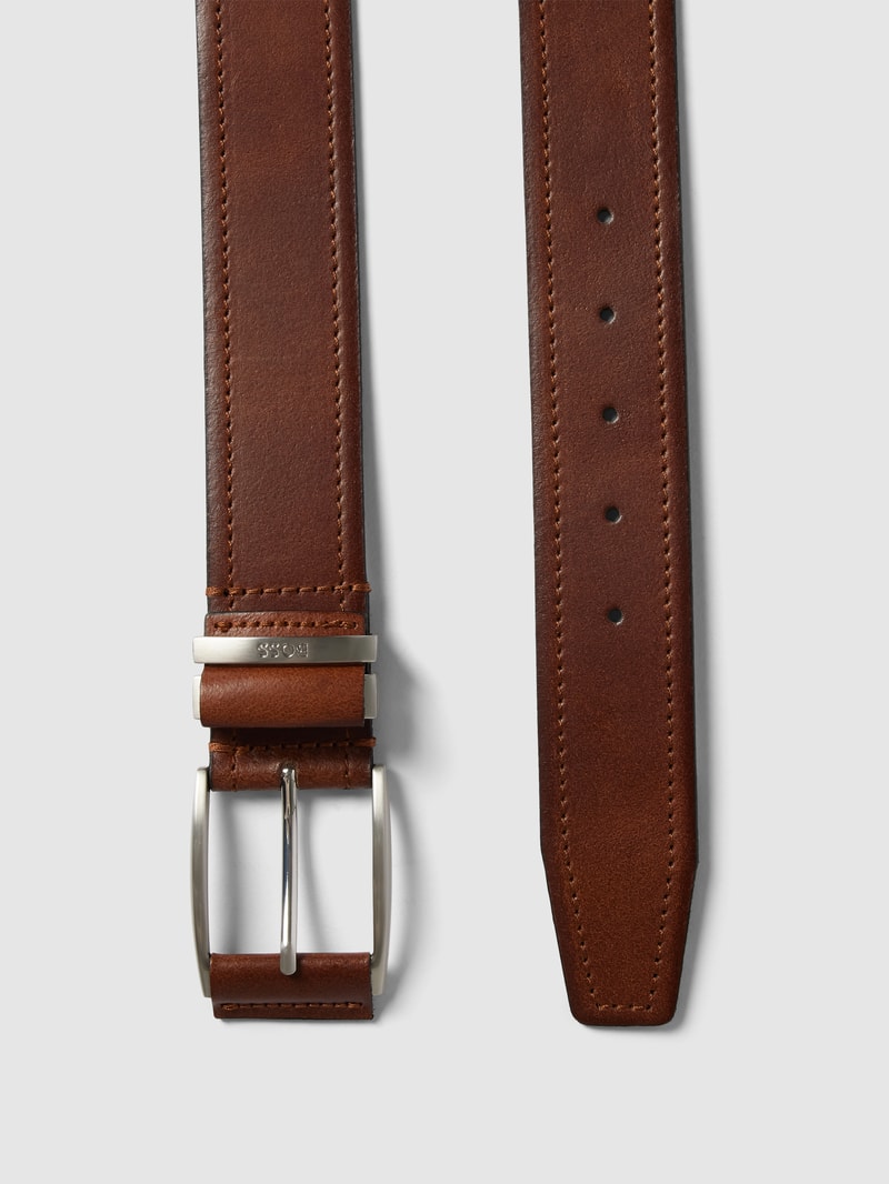 Ledergürtel mit Steppnähten Modell 'Sody' in mittelbraun