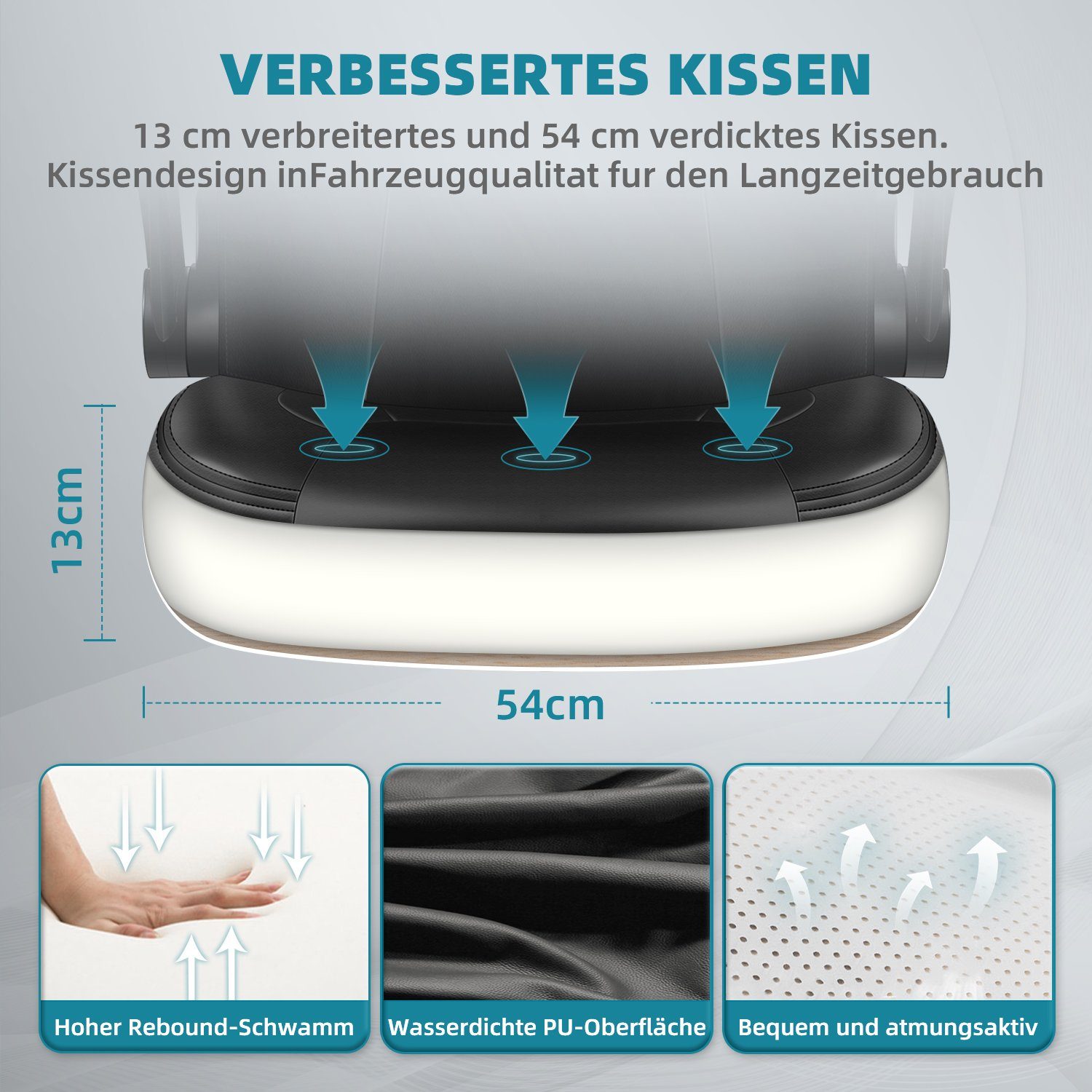 Aiidoits Gaming-Stuhl Bürostuhl, Gaming Stuhl, Chefsessel Gaming Sessel Computerstuhl (Packung), 90° klappbare Armlehne