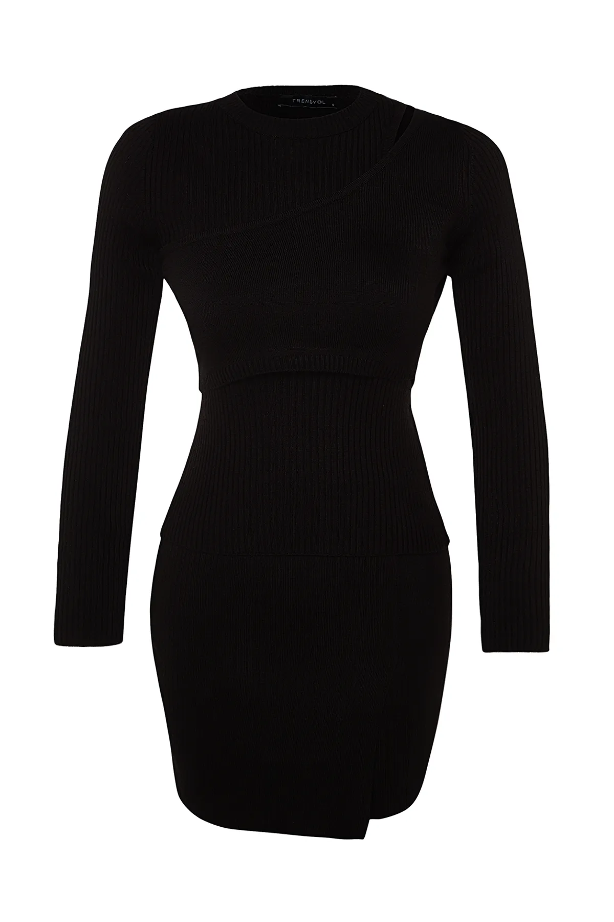 Trendyol Collection  Schwarzes 3-teiliges Strick-Set bestehend aus Rock, Bluse, Pullover, Oberteil und Unterteil TWOAW24AU00079