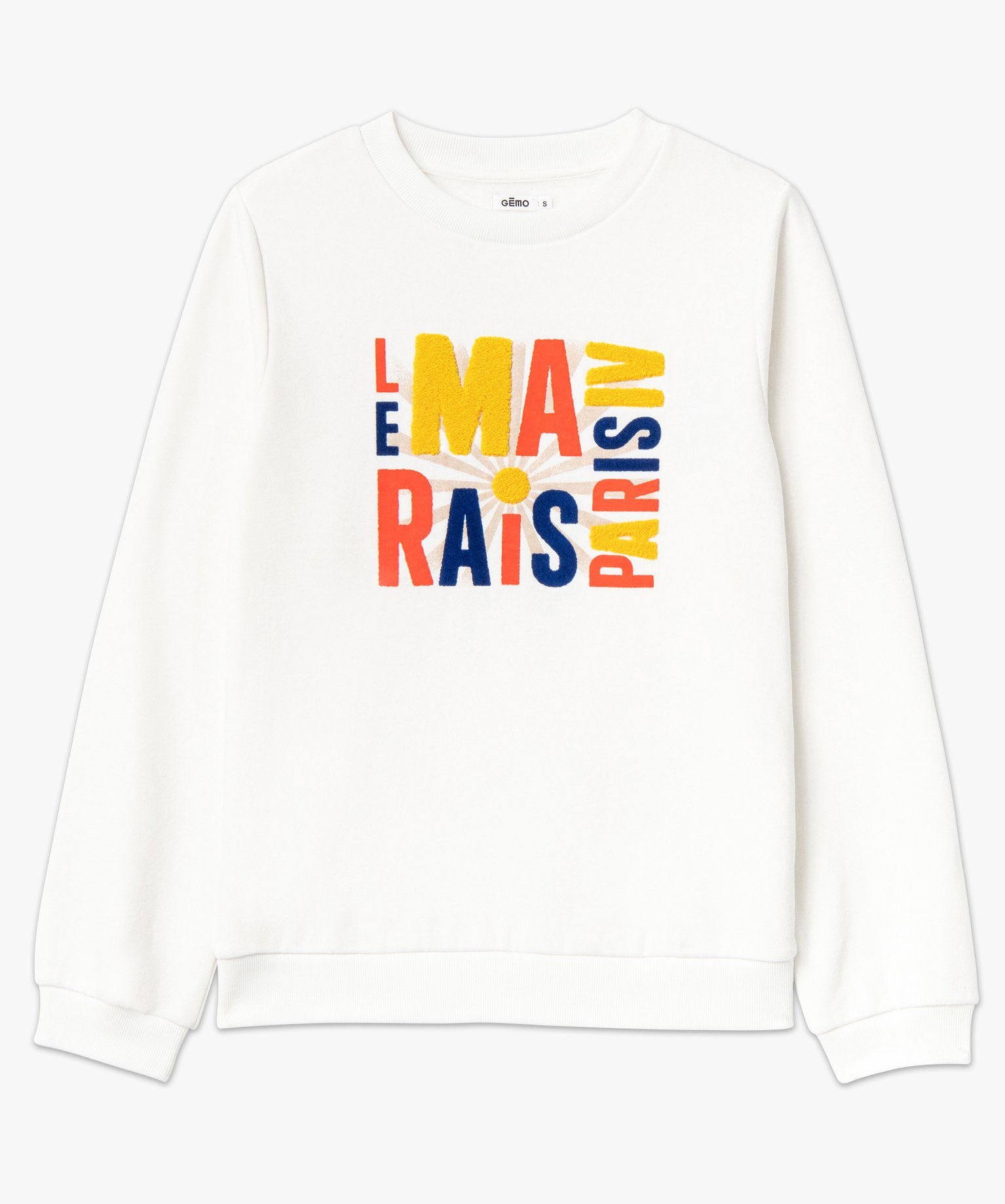 Sweat avec inscription Paris multicolore femme ecru | GEMO