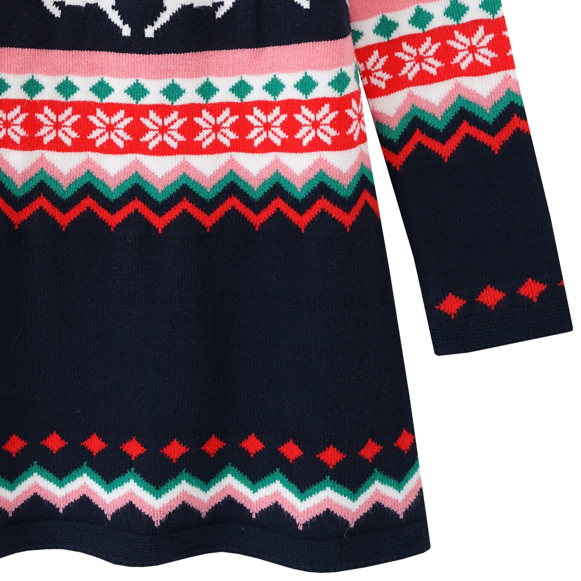 Mädchen Weihnachtskleid im Norweger-Look dunkelblau / rot / weiss