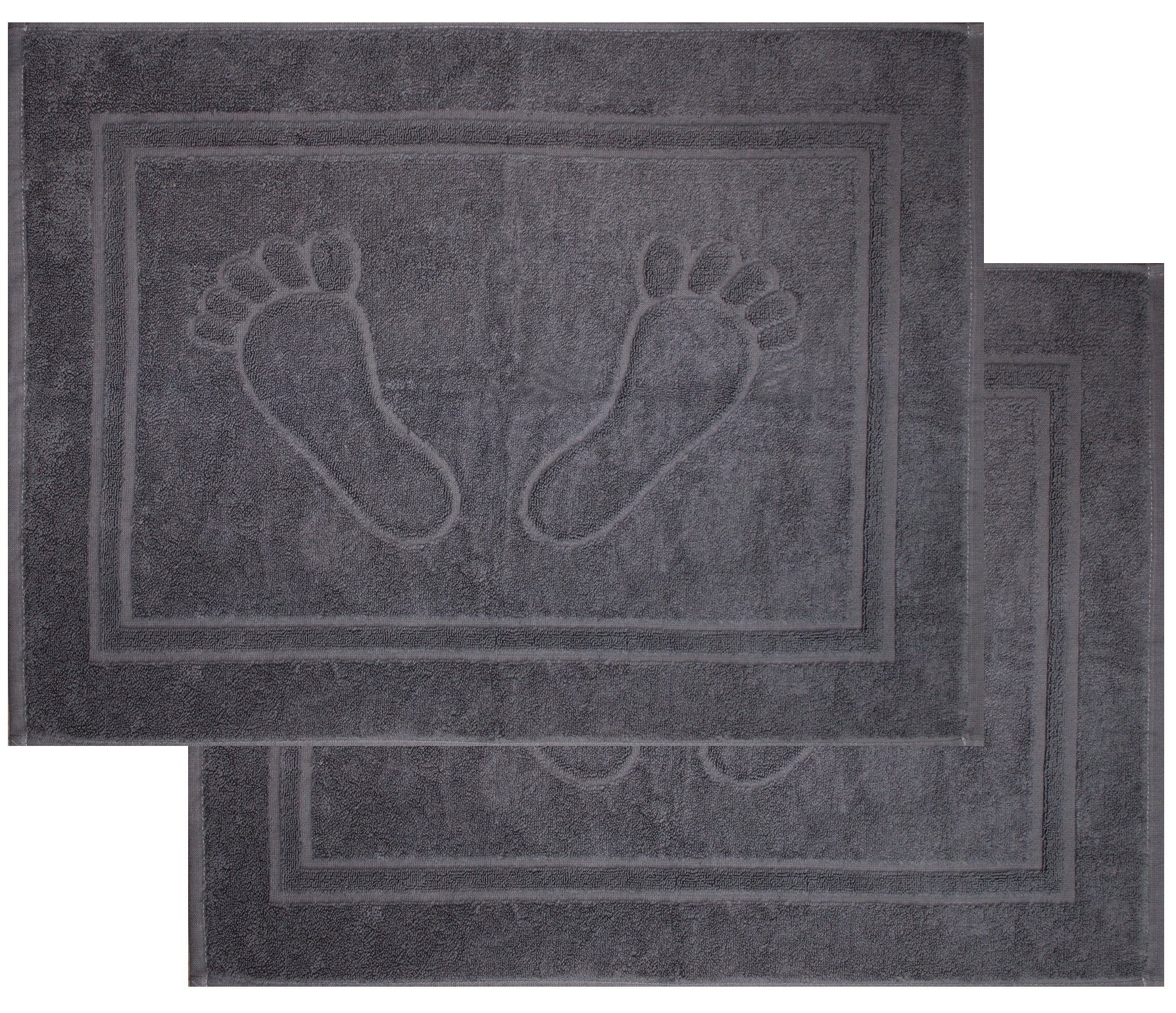 Duschmatte 2er Pg. Badvorleger, Badematte Duschvorleger, ca, 50 x 70 cm, Füße, 750 Gr./m², Frottier, Uni einfarbig, 100% Baumwolle, Frottee KH-Haushaltshandel, saugstark, flauschig, Baumwolle, Frottier Badteppich waschbar