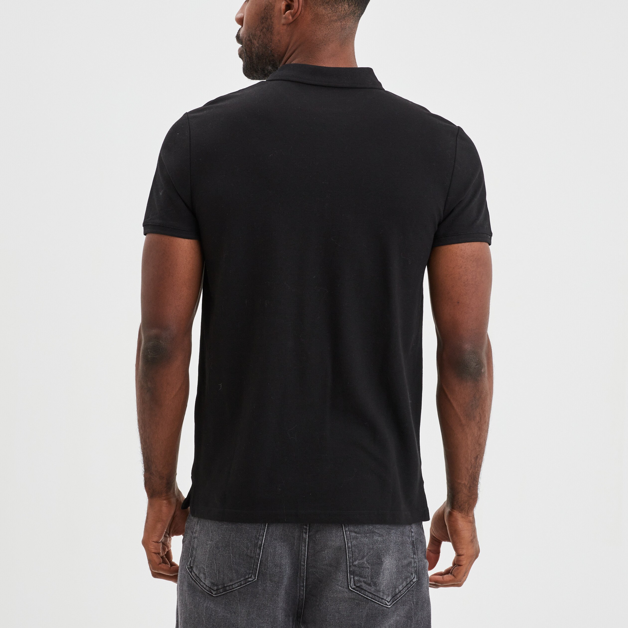 Polo en coton manches courtes noir homme | La Halle