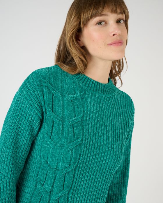 Pull maille chenille torsadé