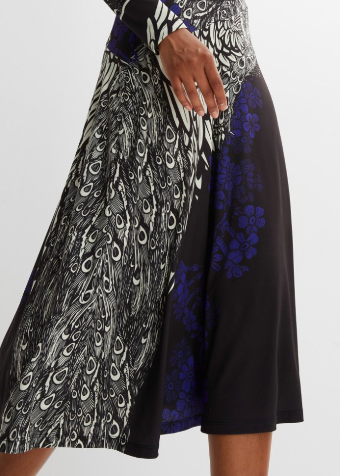 Midikleid mit Mesheinsatz