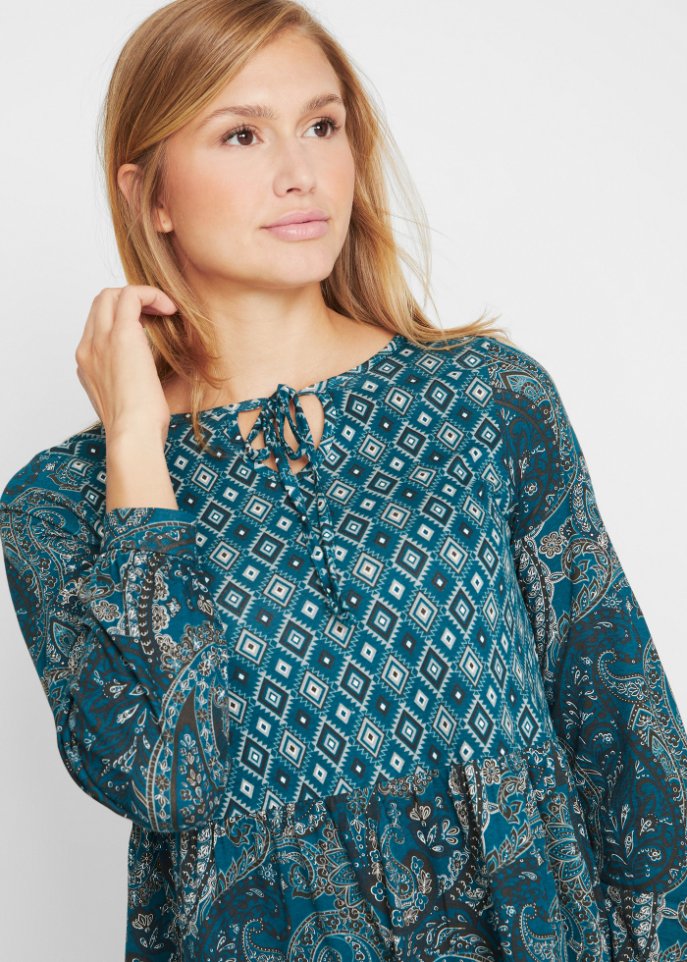 Kurzes Jerseykleid aus Baumwoll- Viskose Mischung, A-Linie