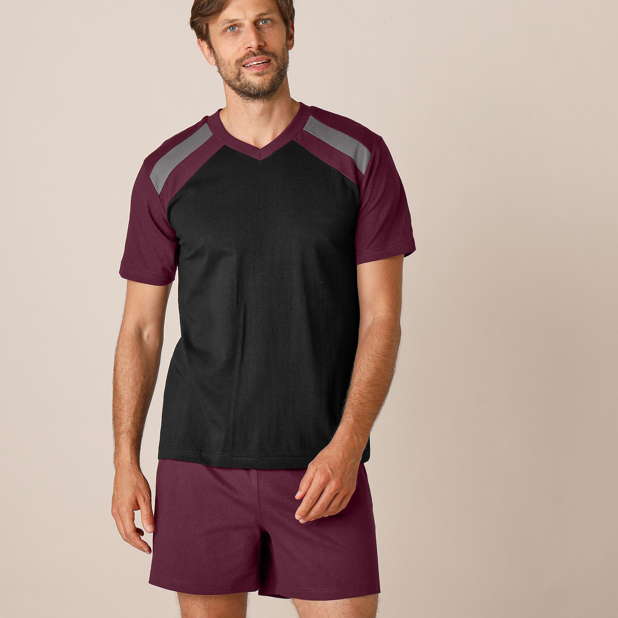 Pyjama short tricolore