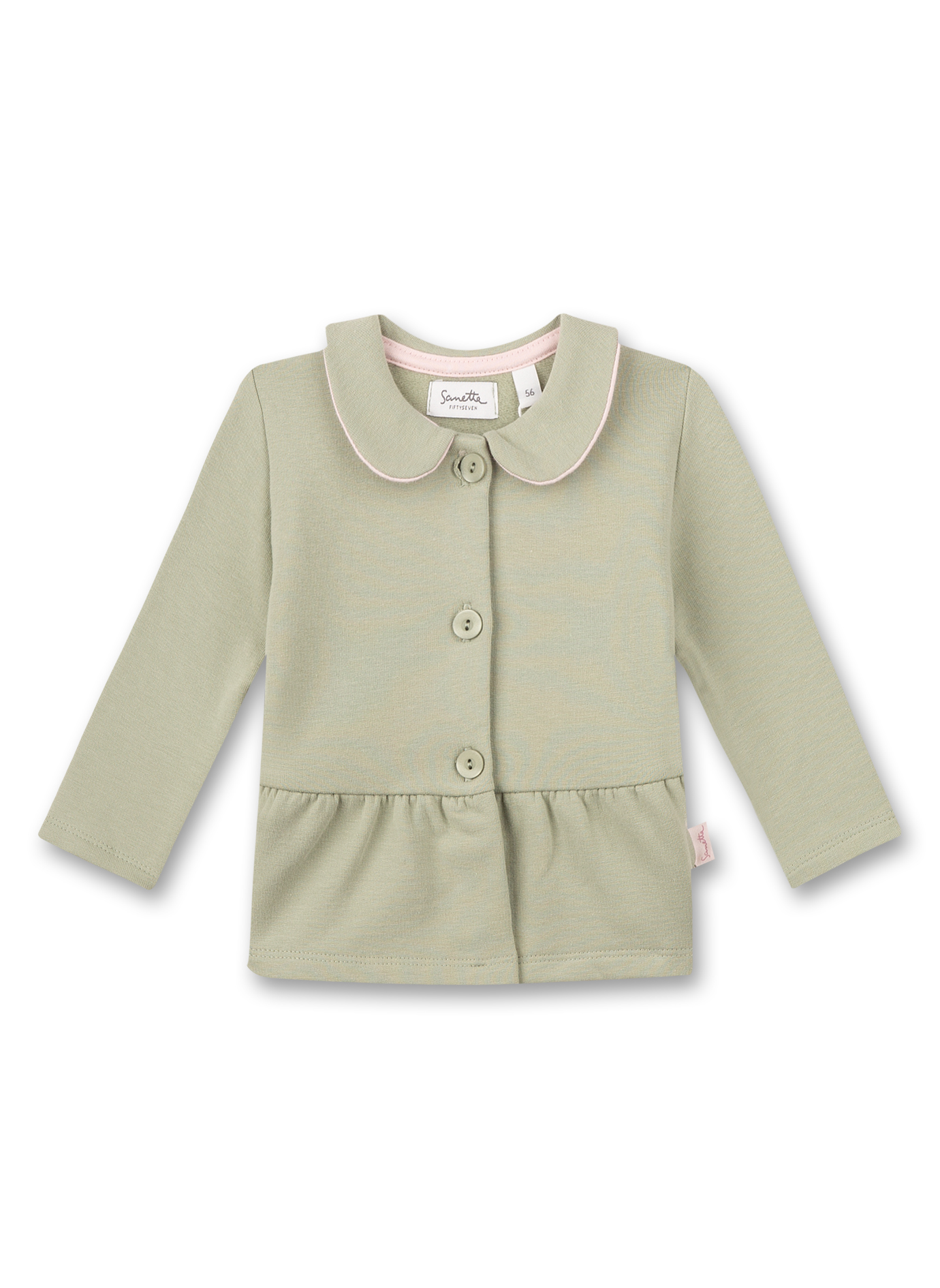 Mädchen-Sweatjacke Grün mit Kragen