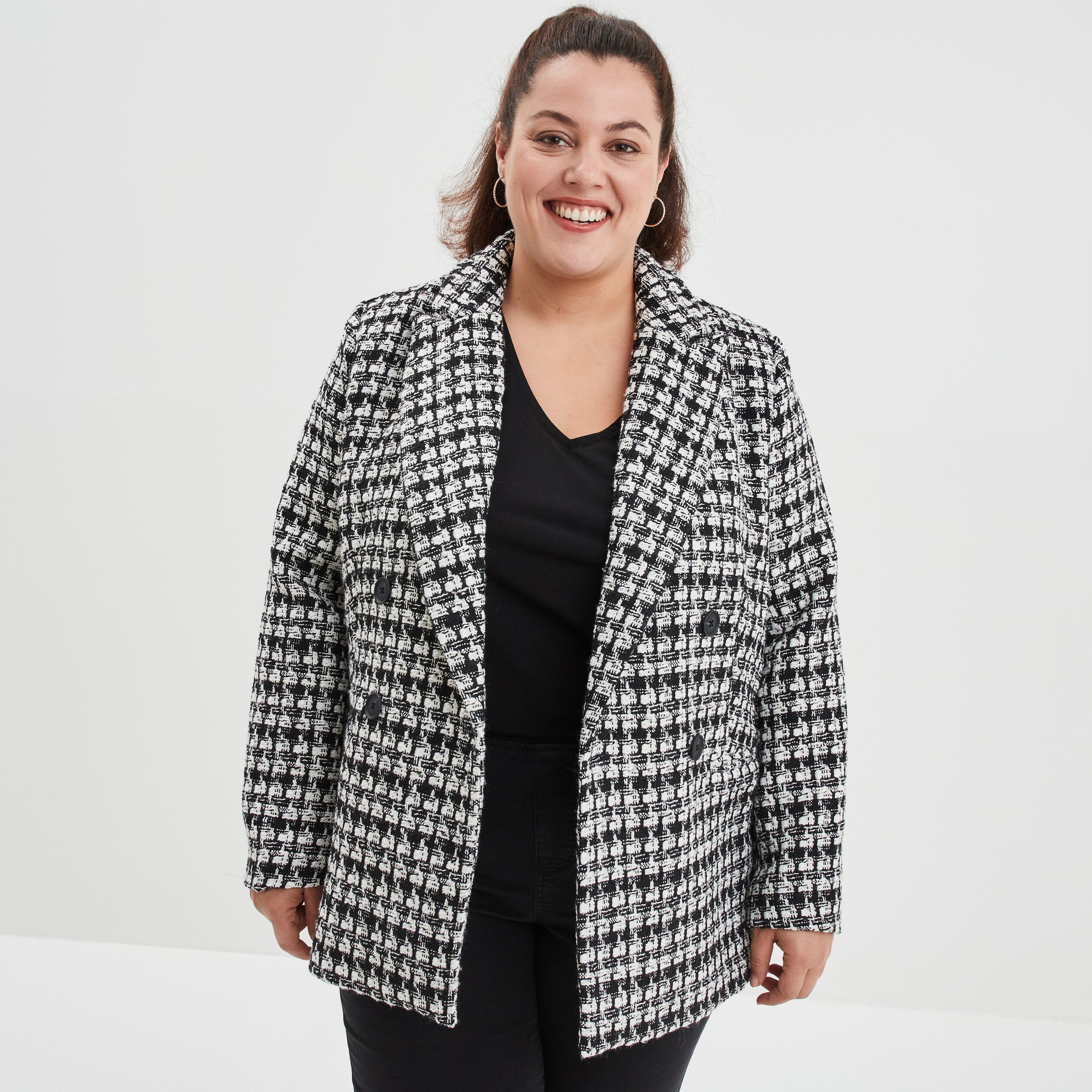 Veste blazer double boutonnage ecru femme grande taille | La Halle