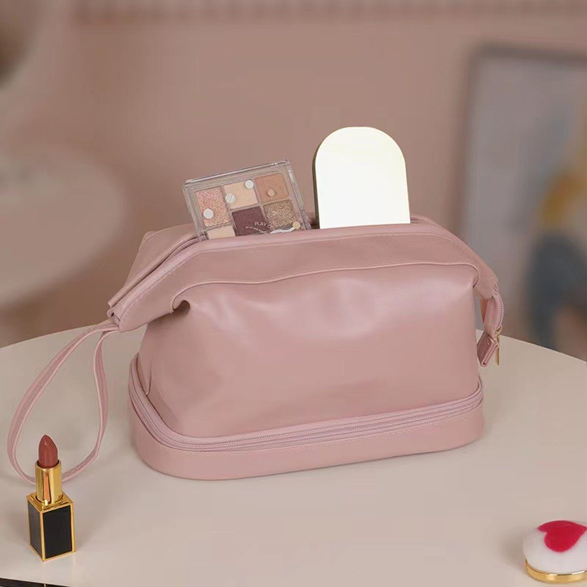 JedBesetzt Kosmetiktasche Groß Kapazität Kosmetiktasche Damen Kosmetikbeutel mit fächern
