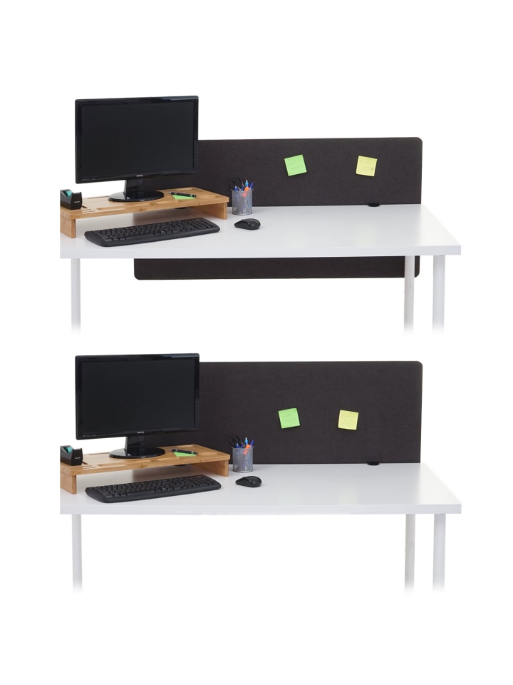 MCW Akustik-Tischtrennwand G75, 60x120cm braun-grau günstig kaufen onesize